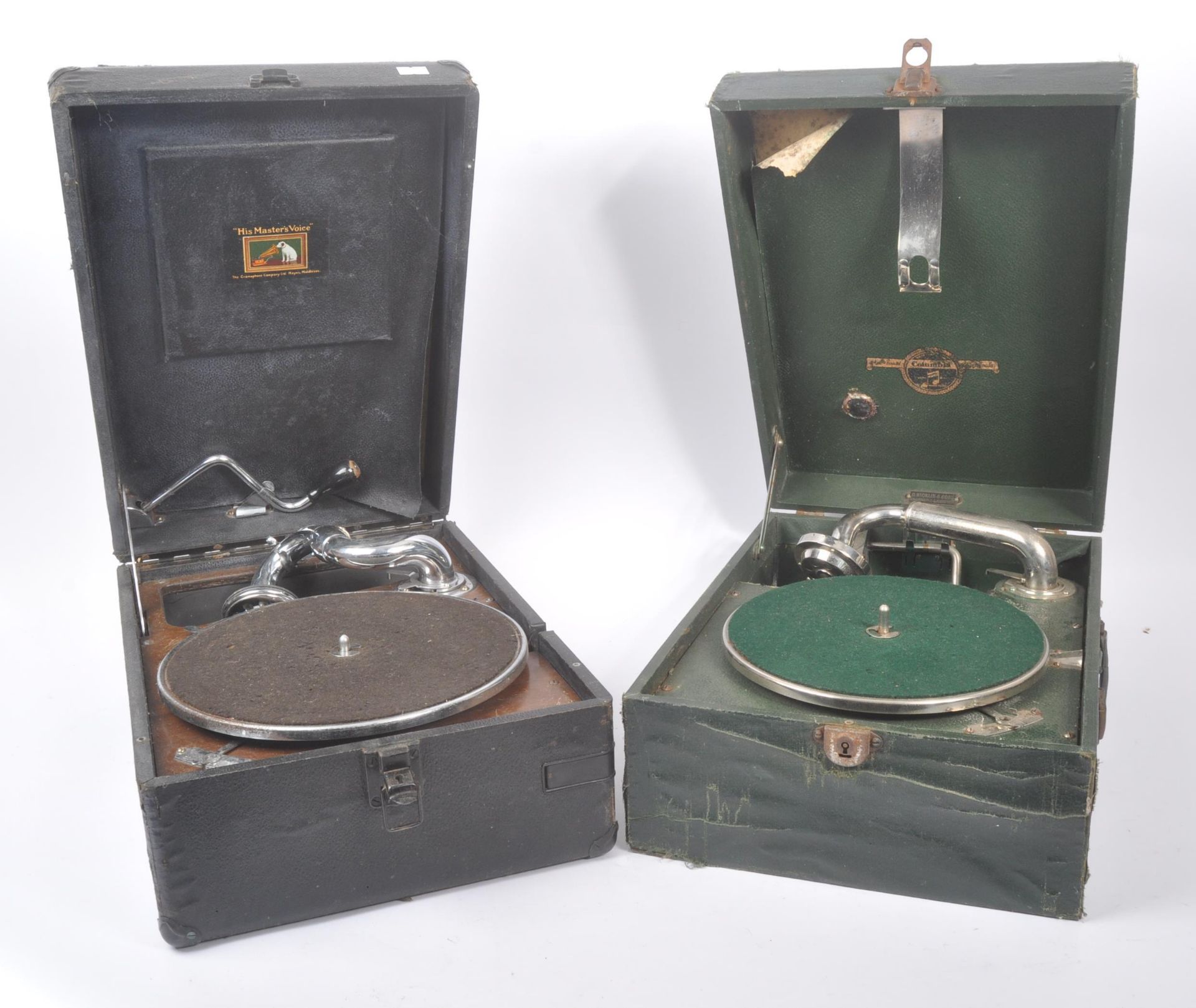 TWO VINTAGE 20TH CENTURY GRAMOPHONE RECORD PLAYERS