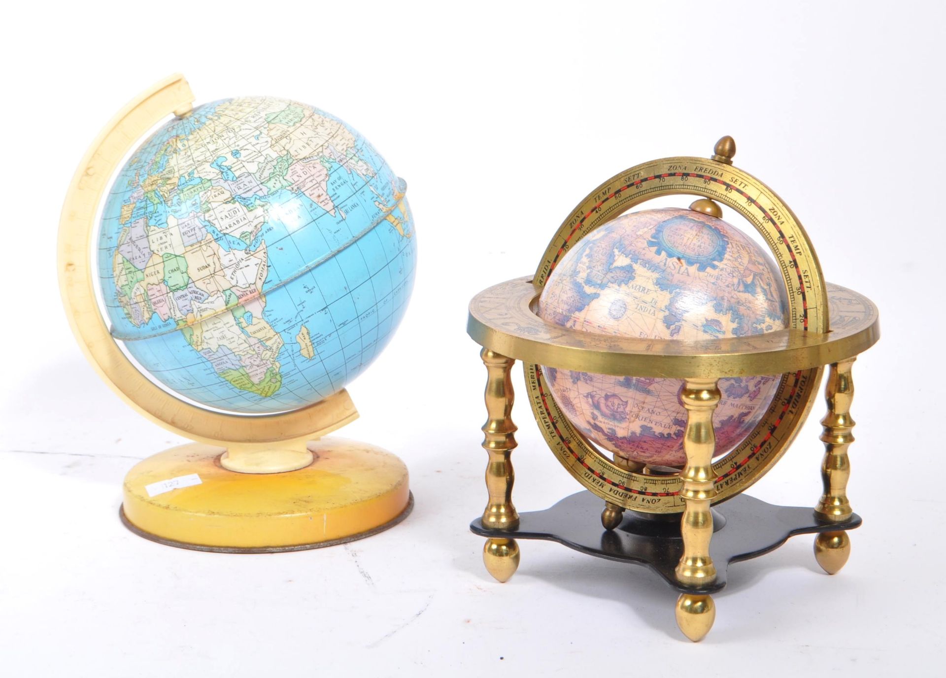 TWO 20TH CENTURY DESK TOP GLOBES