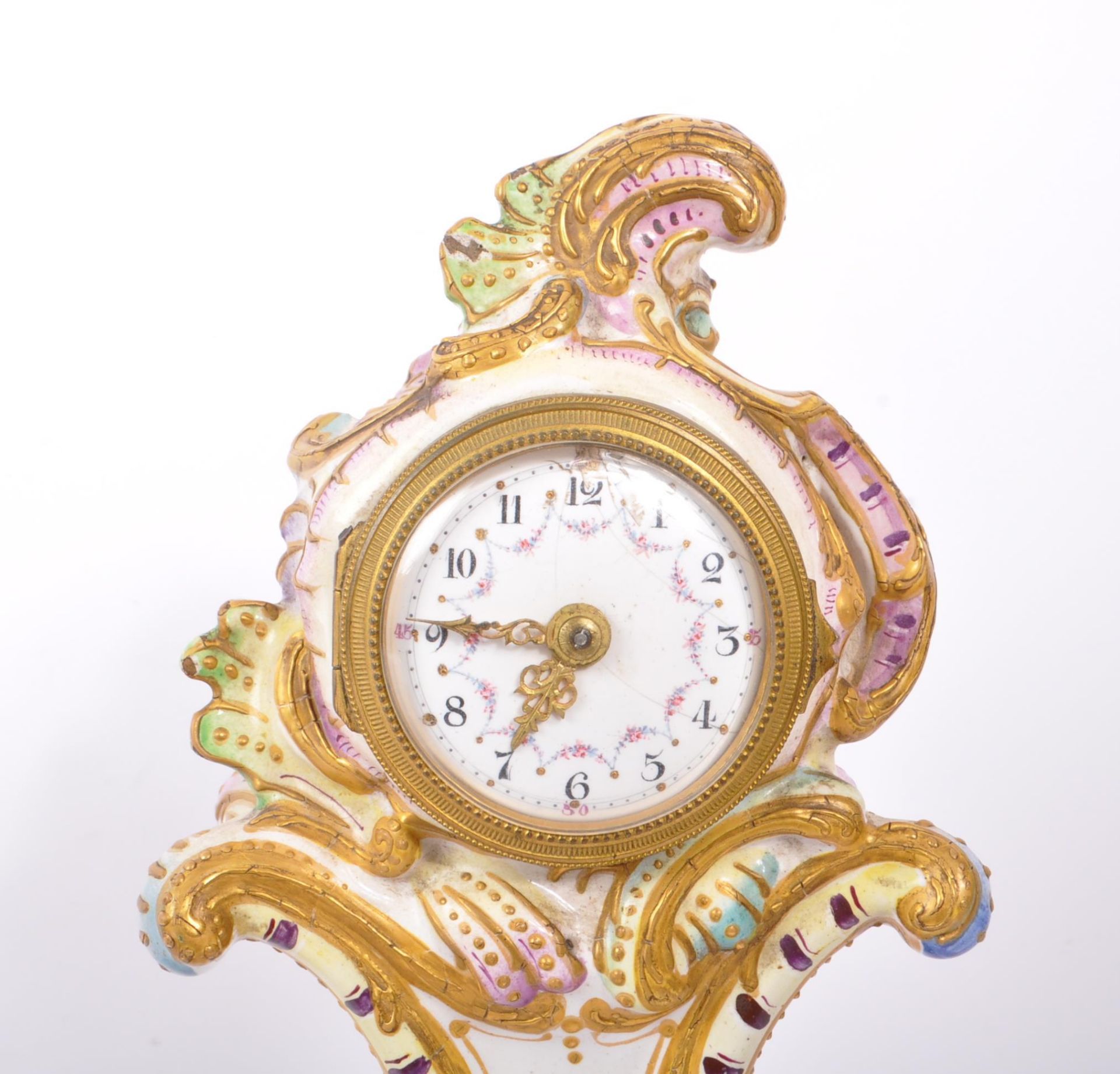 19TH CENTURY FRENCH PORCELAIN MANTEL CLOCK - Image 5 of 6