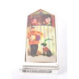 VINTAGE 20TH CENTURY PUNCH & JUDY SILVER VESTA CASE