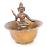 EARLY 20TH CENTURY INDIAN BRONZE BOWL INCENSE BURNER