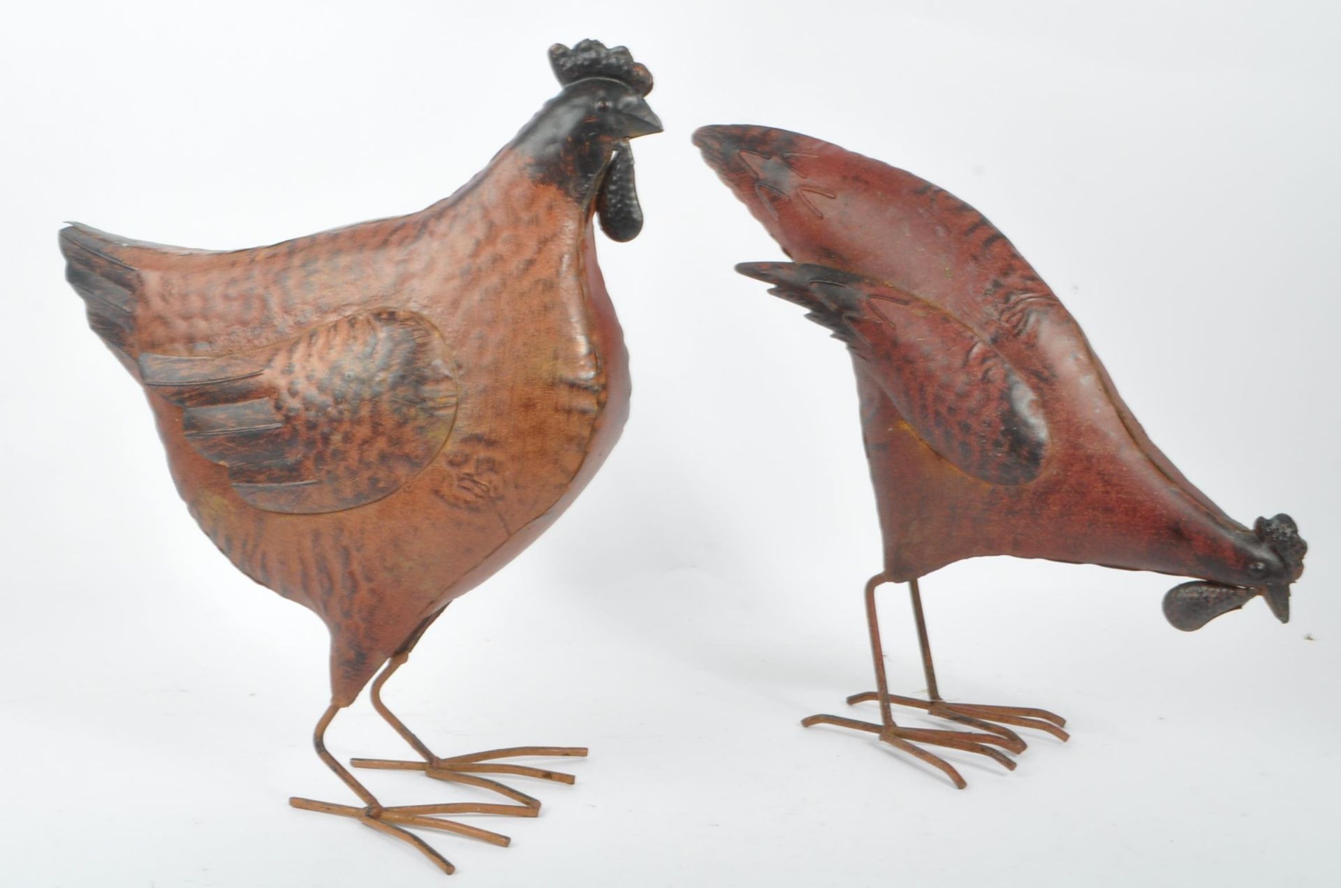 TWO 20TH CENTURY DECORATIVE METAL GARDEN CHICKENS - Image 7 of 7