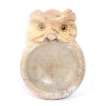 EARLY 20TH CENTURY CARVED STONE OWL SOAP DISH