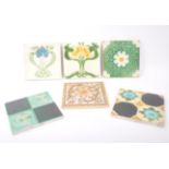 COLLECTION OF SIX CERAMIC ART NOUVEAU STYLE TILES