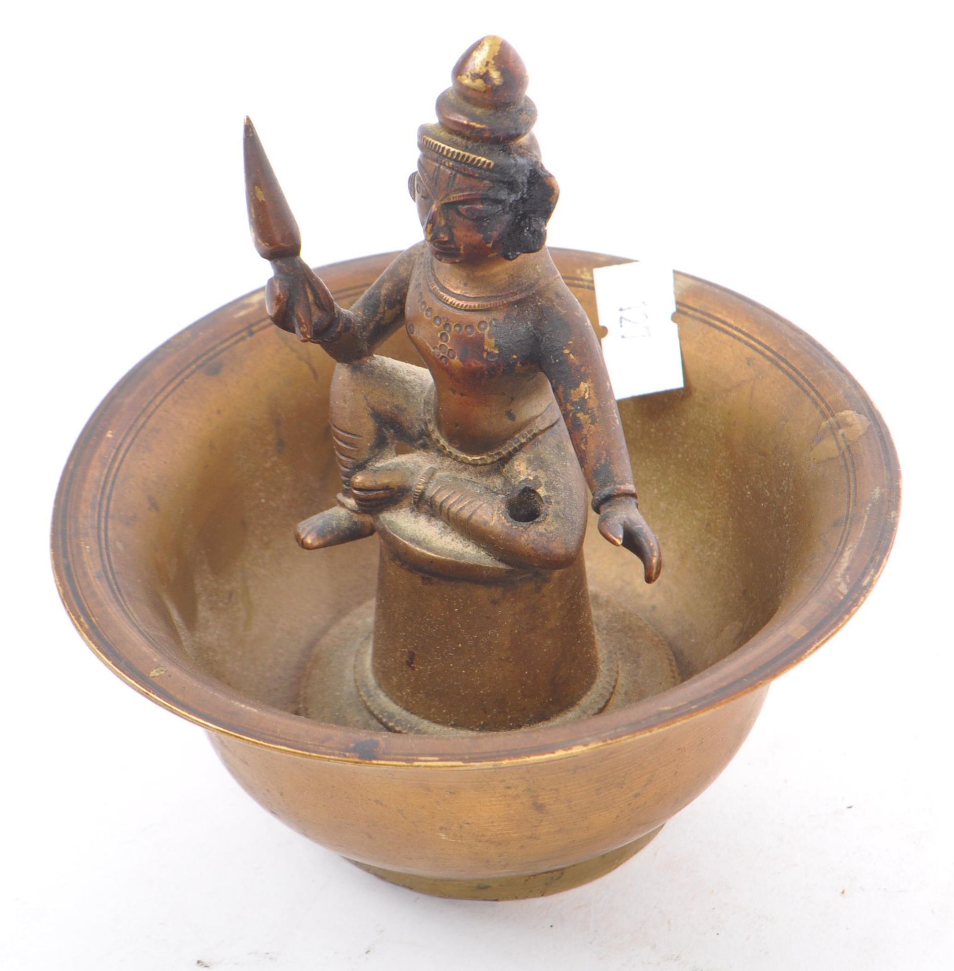 EARLY 20TH CENTURY INDIAN BRONZE BOWL INCENSE BURNER - Bild 6 aus 7