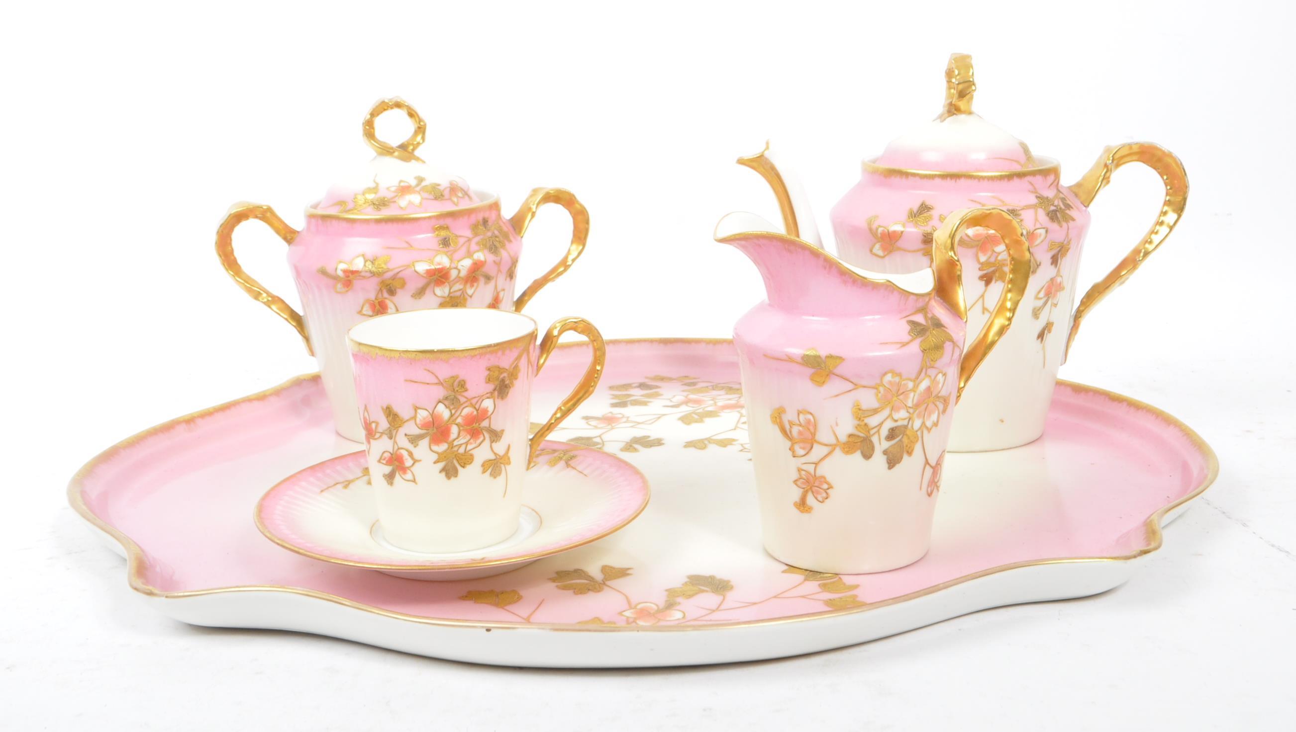 EDWARDIAN PINK GILT BACHELOR SERVICE WITH TRAY - Image 5 of 5