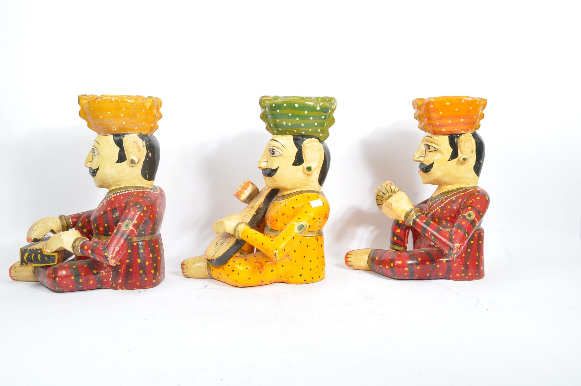 THREE RAJASTHANI INDIAN BAWLA BAND FIGURES - Image 2 of 9