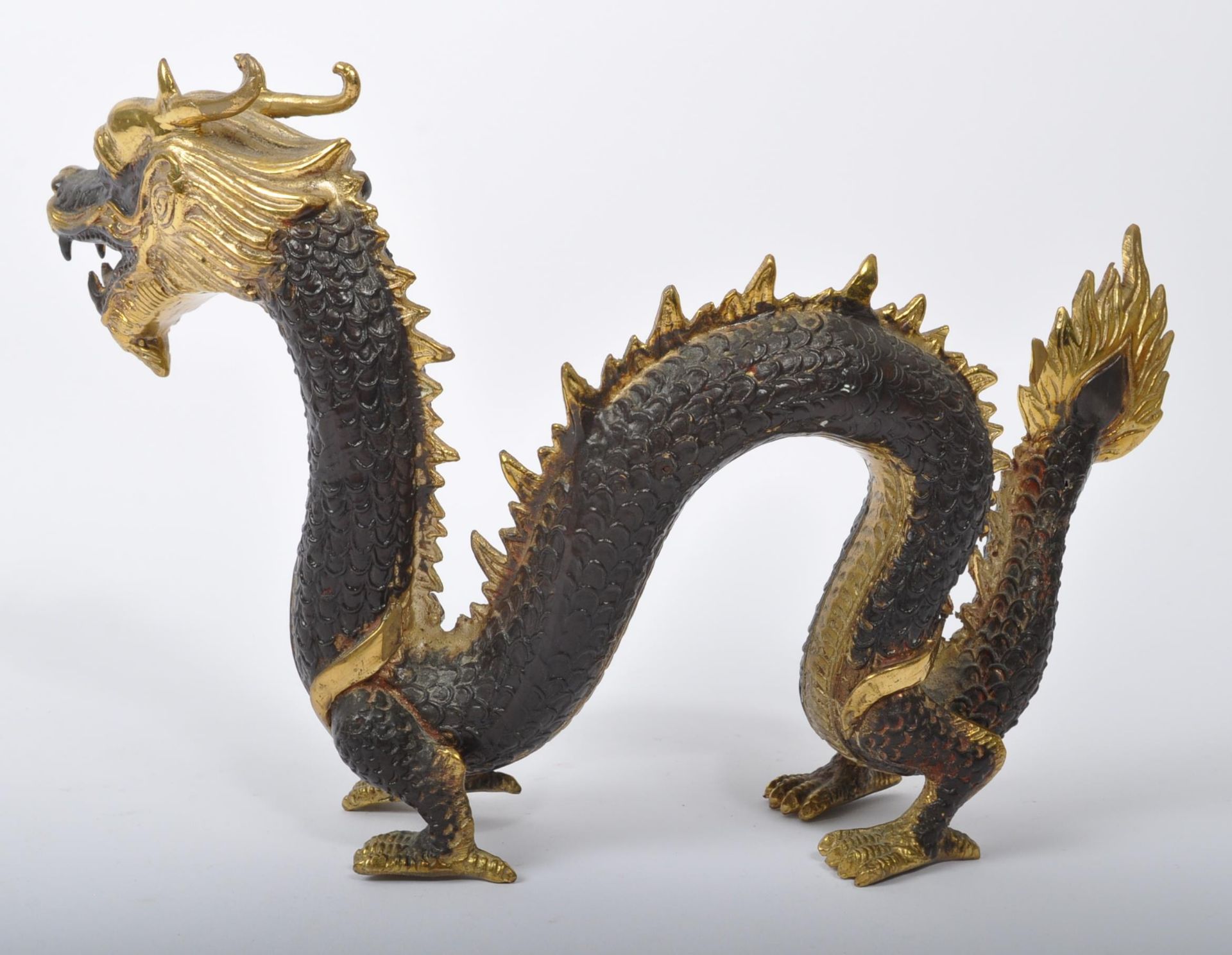 PAINTED BRASS ORIENTAL CHINESE DRAGON - Image 3 of 7