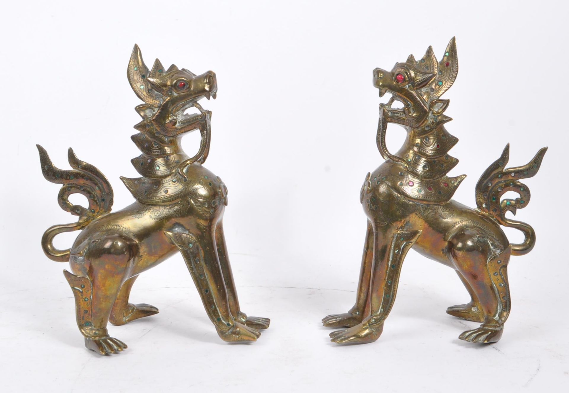 PAIR OF 20TH CENTURY BURMESE CHINTHE DRAGONS - Image 2 of 7