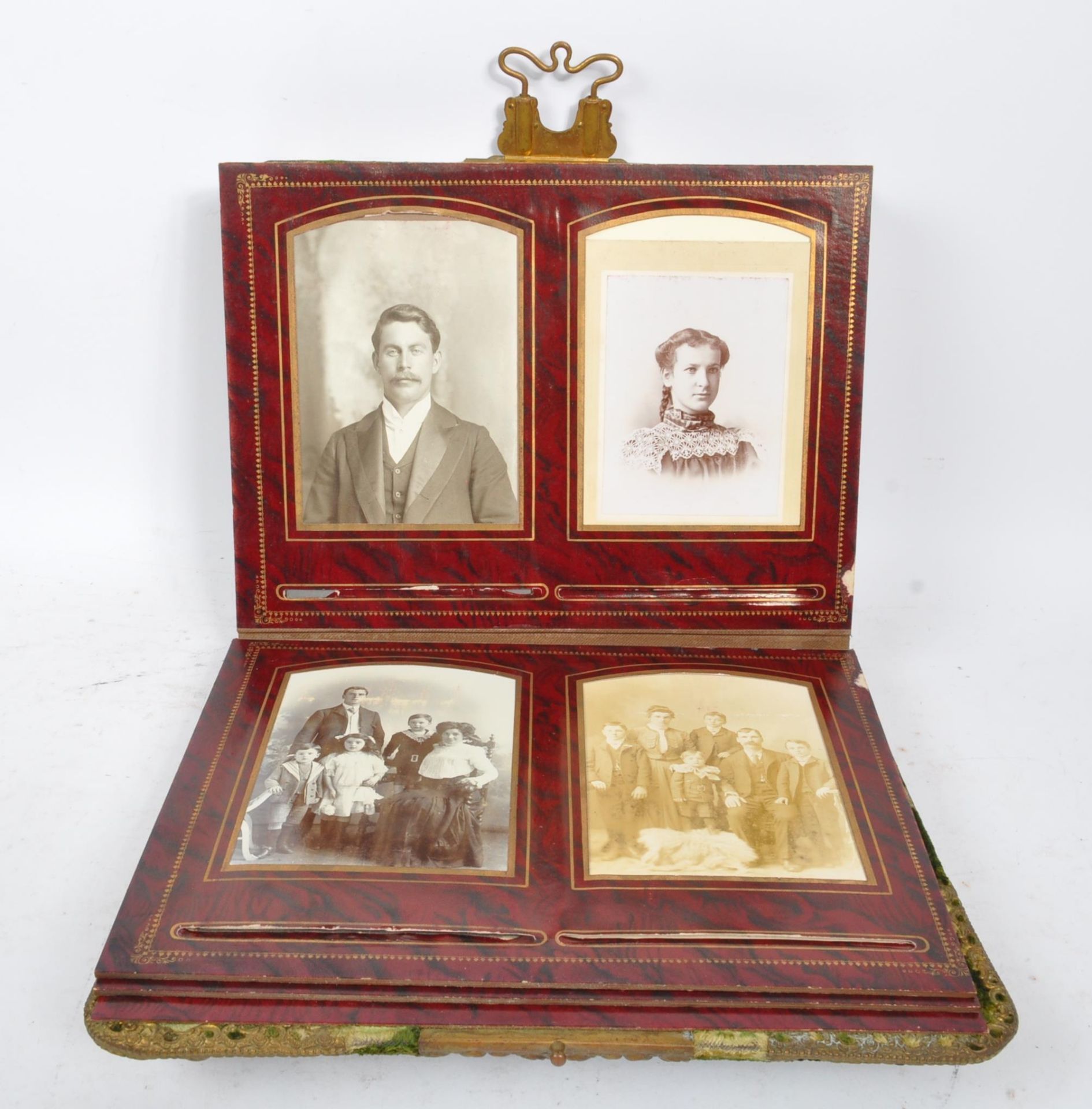 VICTORIAN VELVET AND REPOUSSE BRASS CABINET PHOTO ALBUM - Image 9 of 9