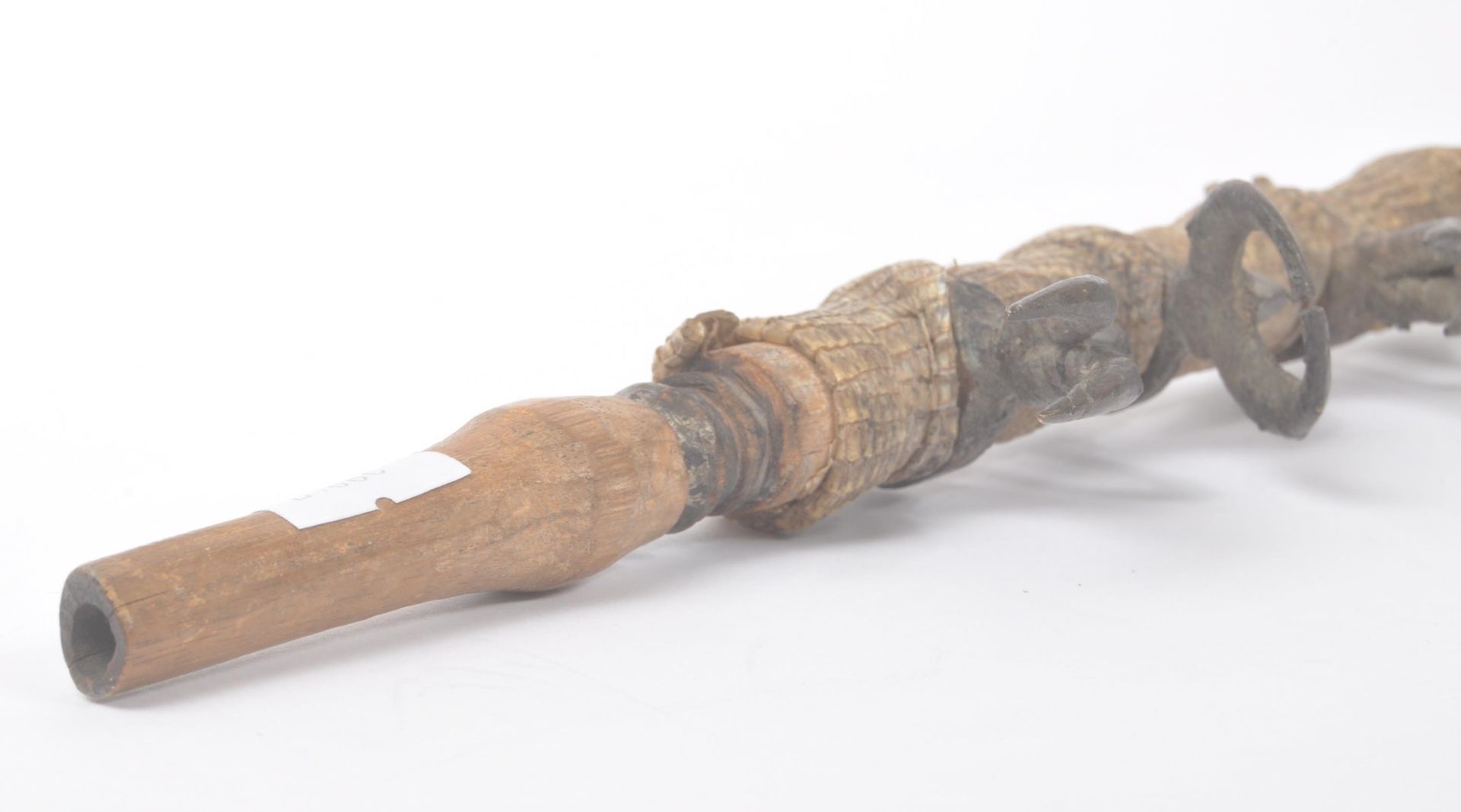 19TH CENTURY AFRICAN TRIBAL SNAKESKIN SMOKING PIPE - Image 6 of 6