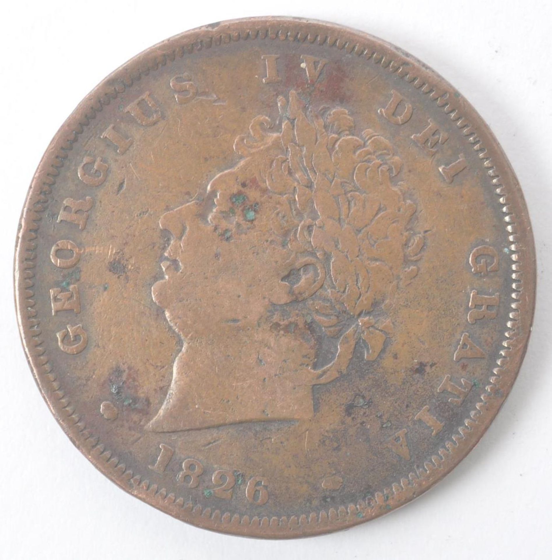 GEORGE IV 1826 BRITISH COPPER HALF PENNY COIN - Bild 2 aus 2