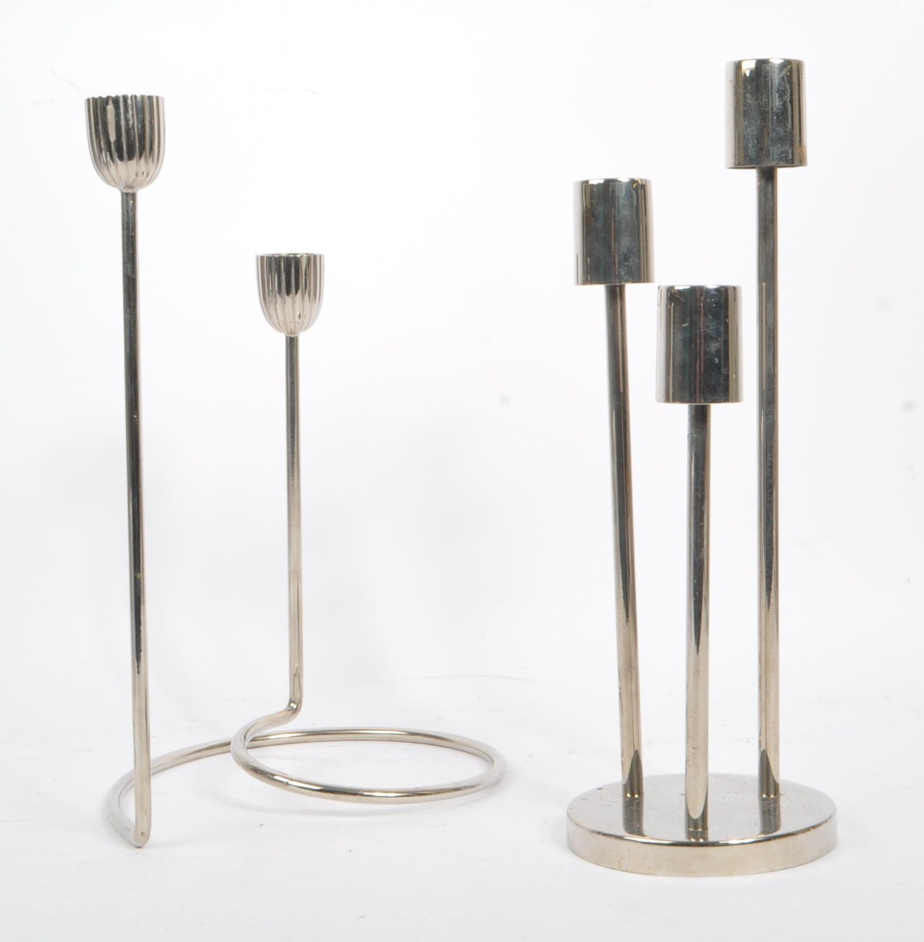 COLLECTION OF EIGHT 1980S STAINLESS STEEL CANDLE HOLDERS - Image 8 of 10