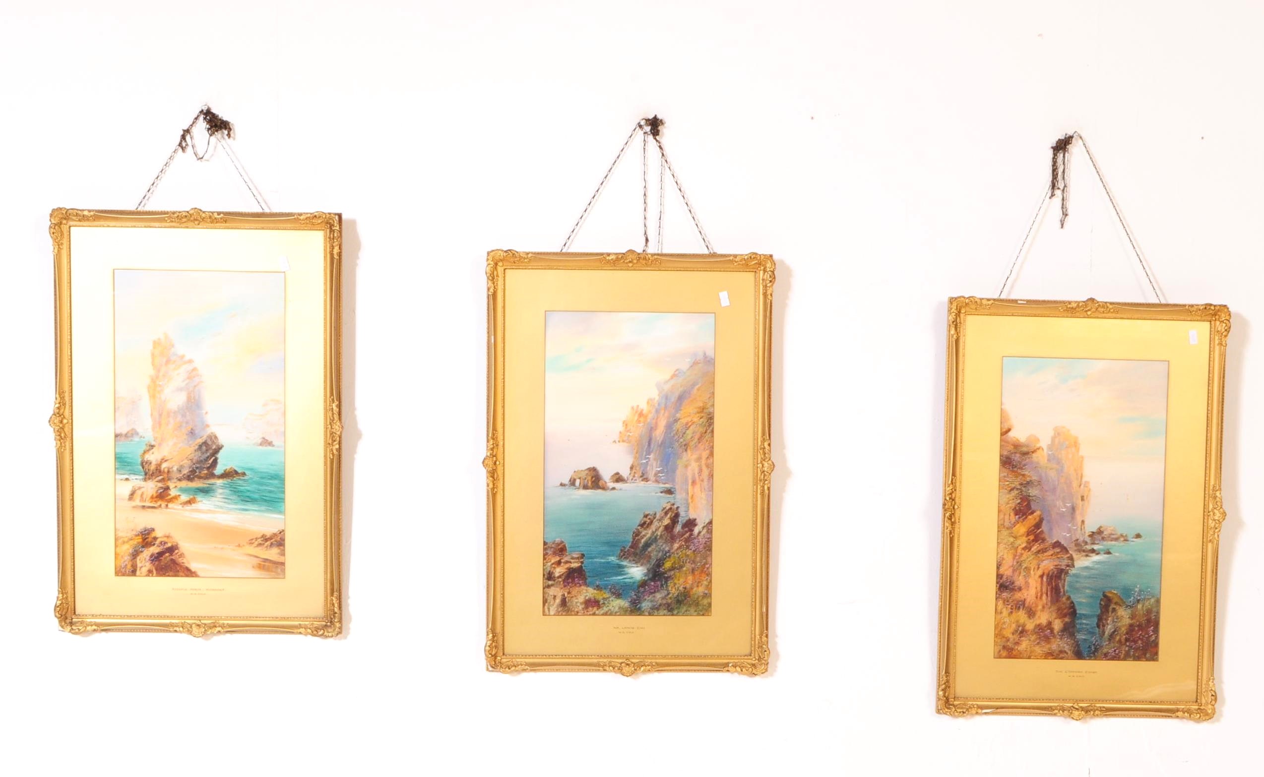 W.G COLE - TRIPTYCH OF CORNISH COASTAL PAINTINGS