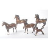 JOHN BESWICK - COLLECTION OF FIVE PORCELAIN HORSE FIGURES