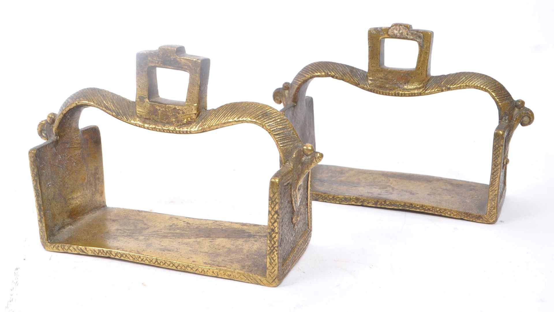 PAIR OF 19TH CENTURY BRASS INDIAN HORSE STIRRUPS