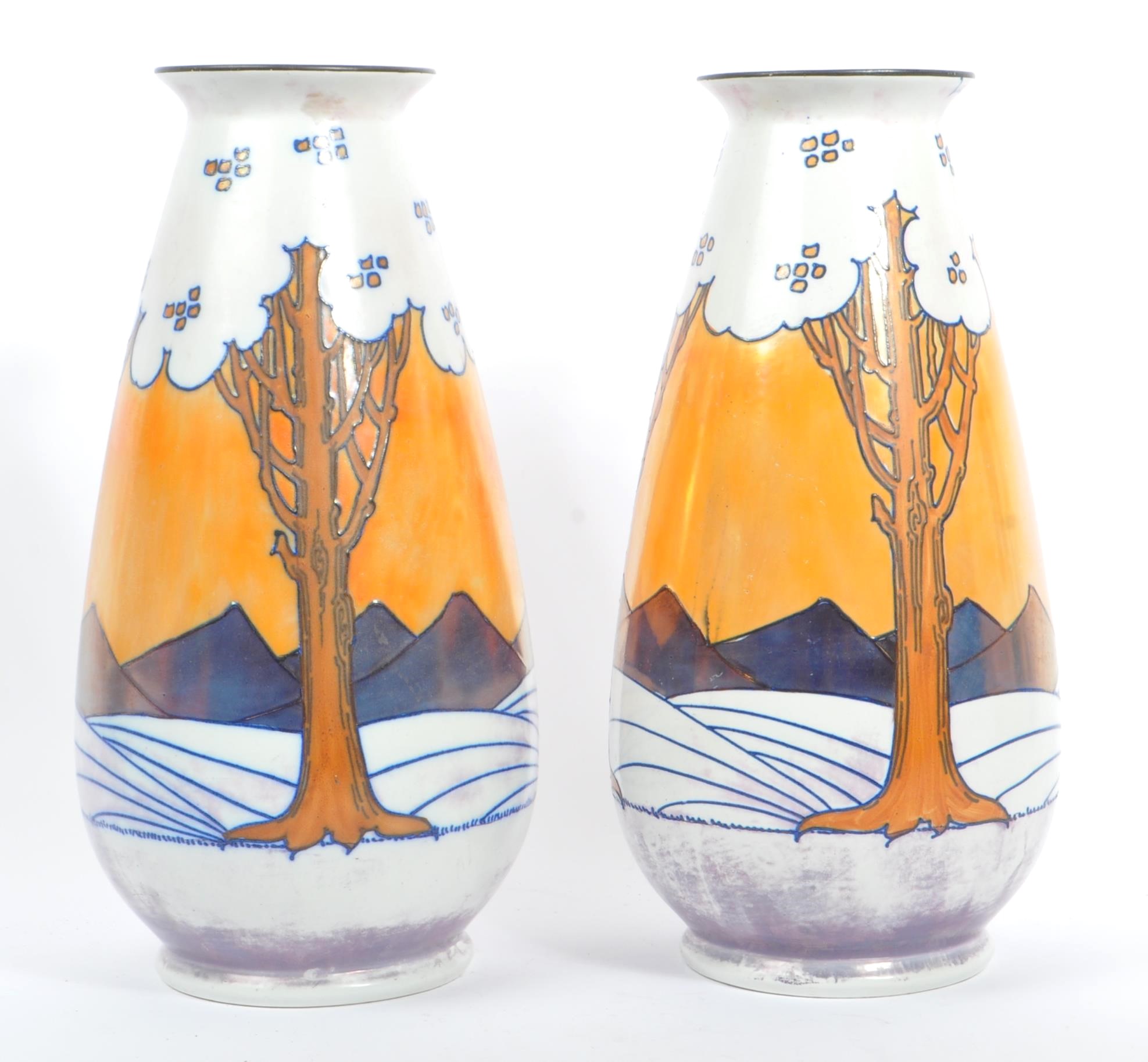 CHARLOTTE RHEAD FOR BURLEIGH WARE - PAIR OF LUSTRE VASES