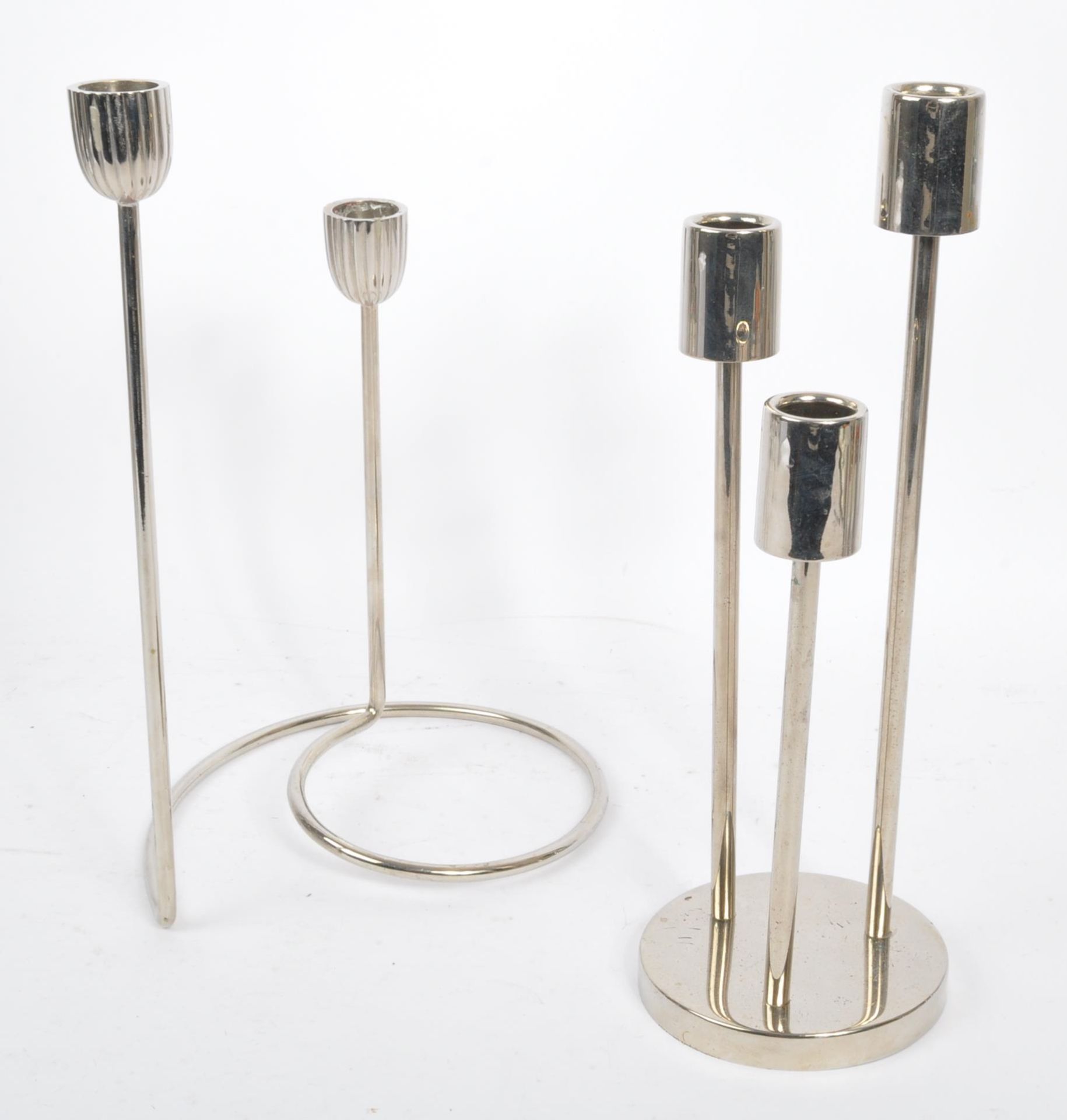 COLLECTION OF EIGHT 1980S STAINLESS STEEL CANDLE HOLDERS - Image 9 of 10