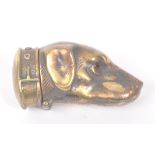 BRASS DOG'S HEAD VESTA CASE WITH RED EYES