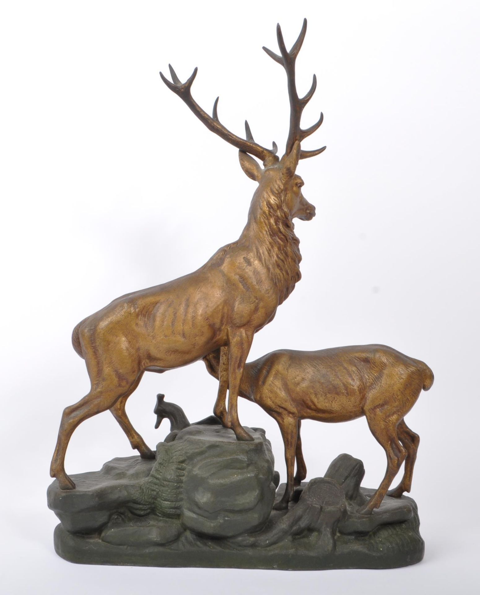 LARGE PAINTED STAG SPELTER FIGURE - Image 2 of 5