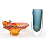 KOSTA - MID CENTURY STUDIO ART GLASS VASE & MURANO BOWL