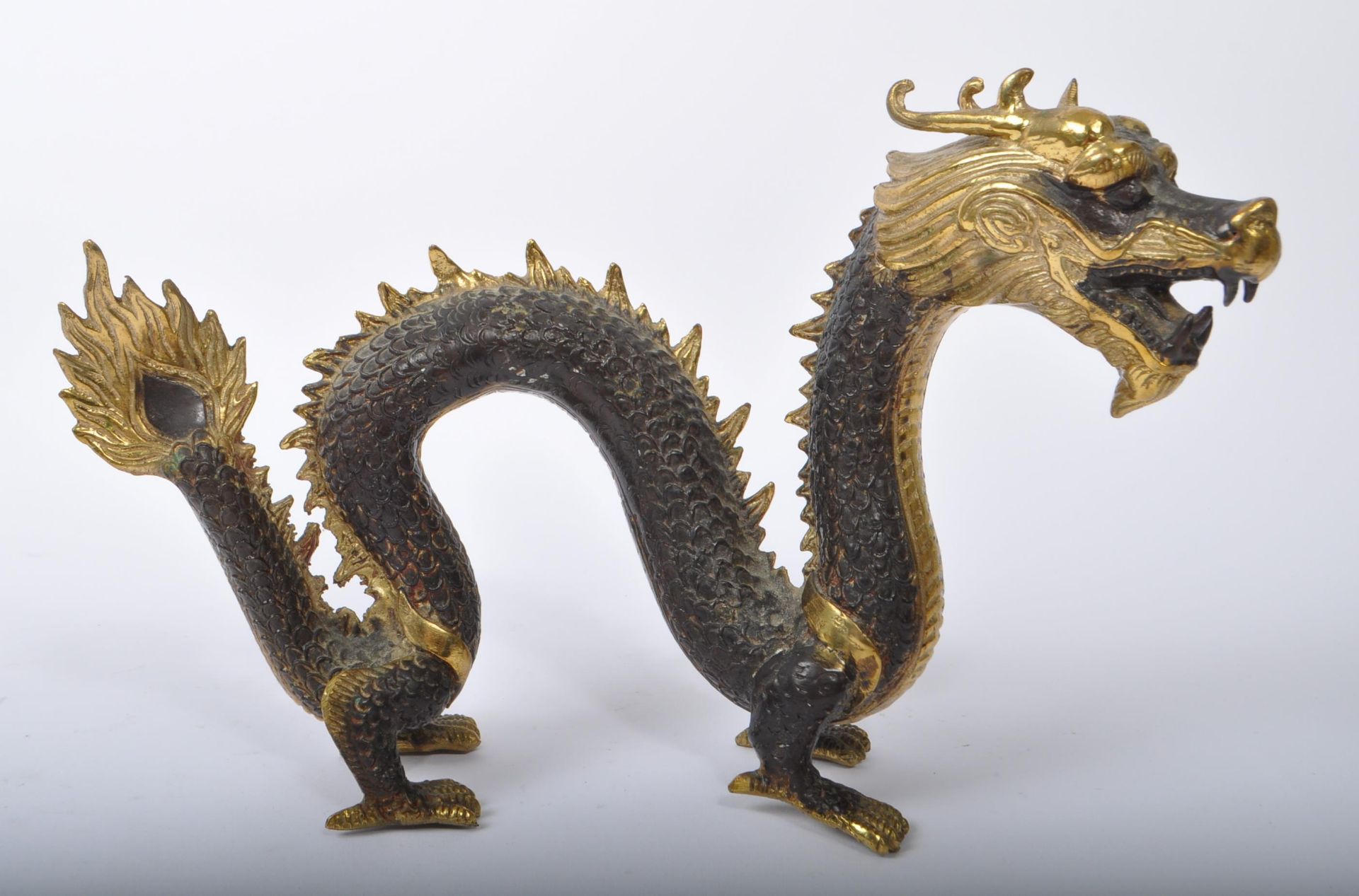 PAINTED BRASS ORIENTAL CHINESE DRAGON - Image 2 of 7