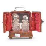 PAIR OF VICTORIAN CASED GLASS PERFUME SCENT BOTTLES