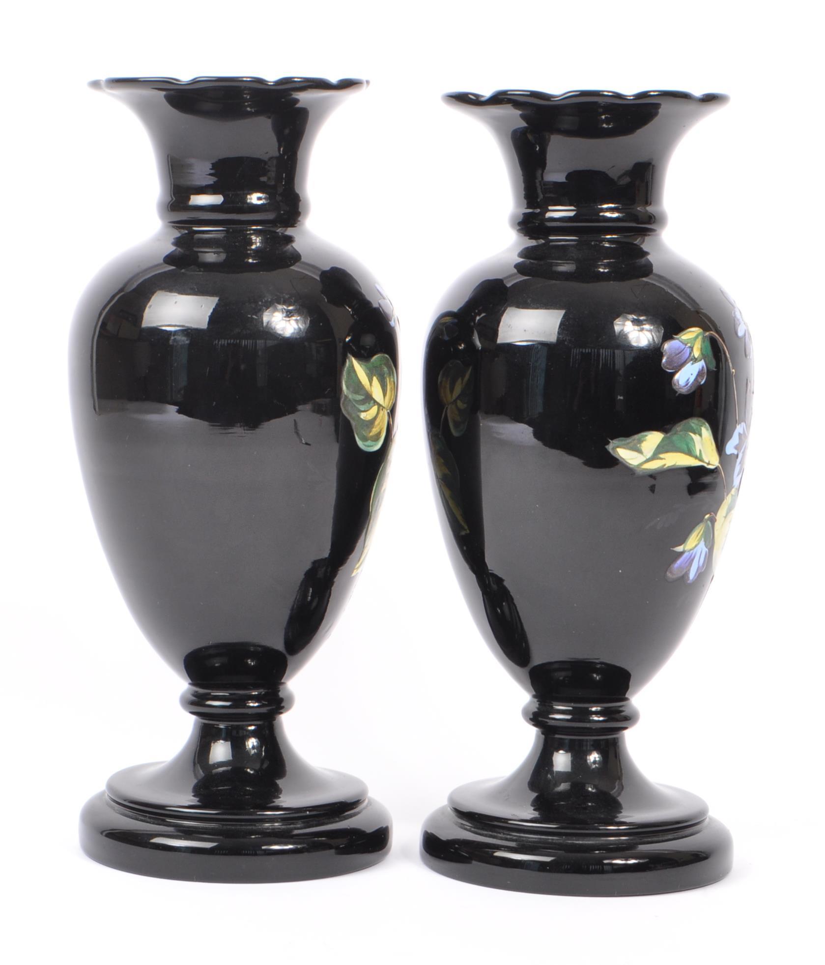 PAIR OF EDWARDIAN ENAMELLED BOHEMIAN STYLE GLASS VASES - Image 4 of 7