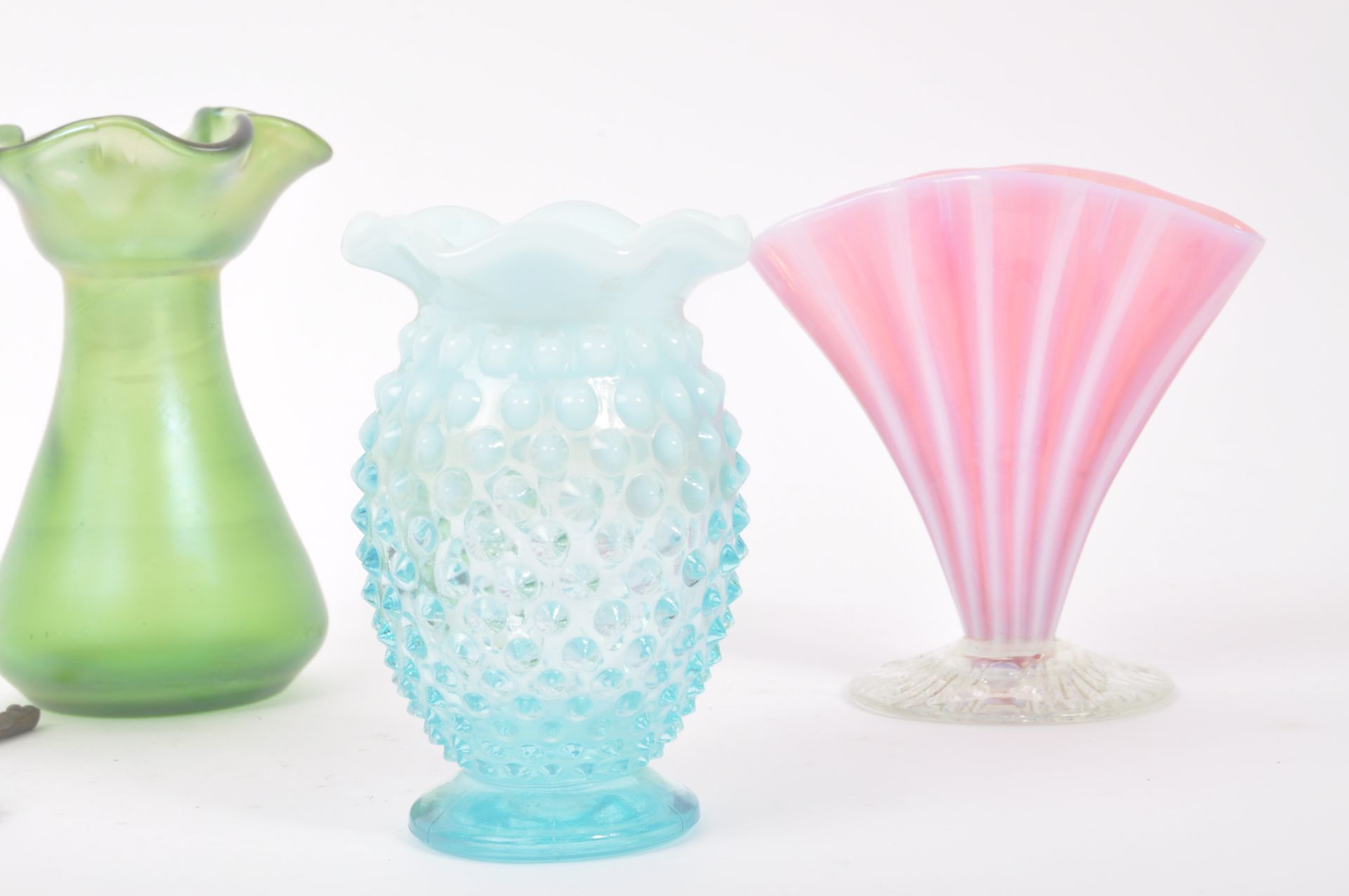 MANNER OF LOETZ / VASELINE - COLLECTION OF FOUR GLASS VASES - Image 2 of 7