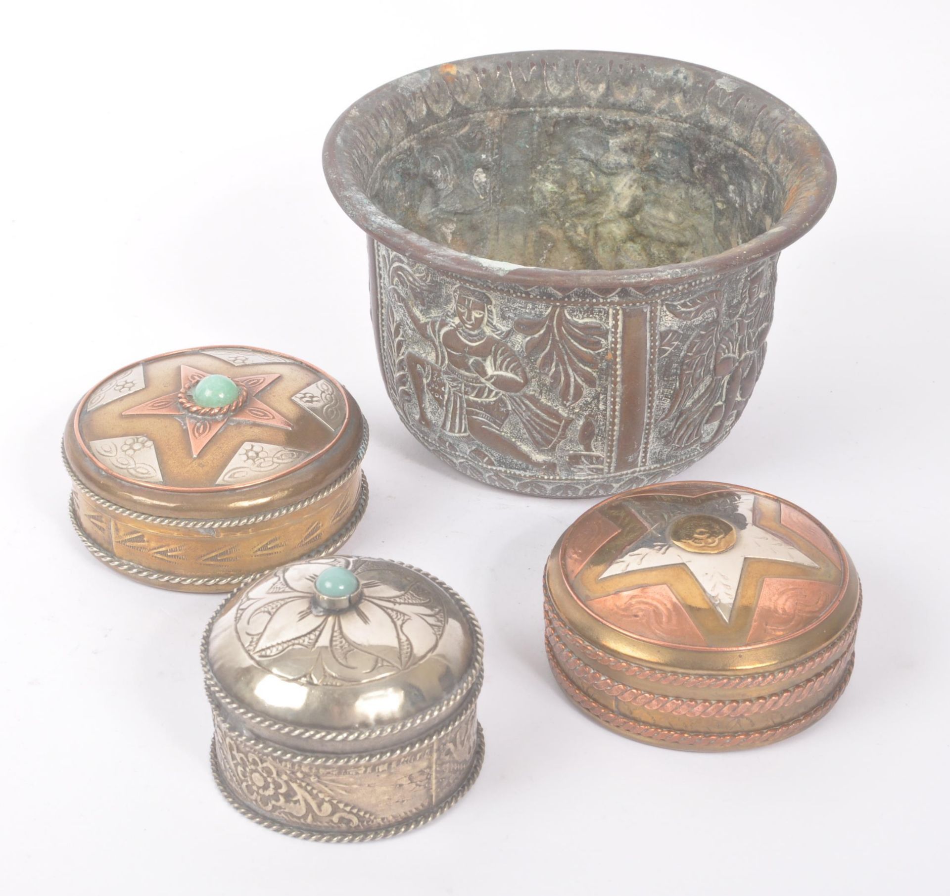 CHINESE CINNABAR BOWL WITH COLLECTION OF TIBETAN ITEMS - Image 6 of 7