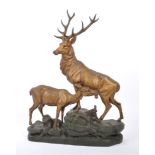 LARGE PAINTED STAG SPELTER FIGURE