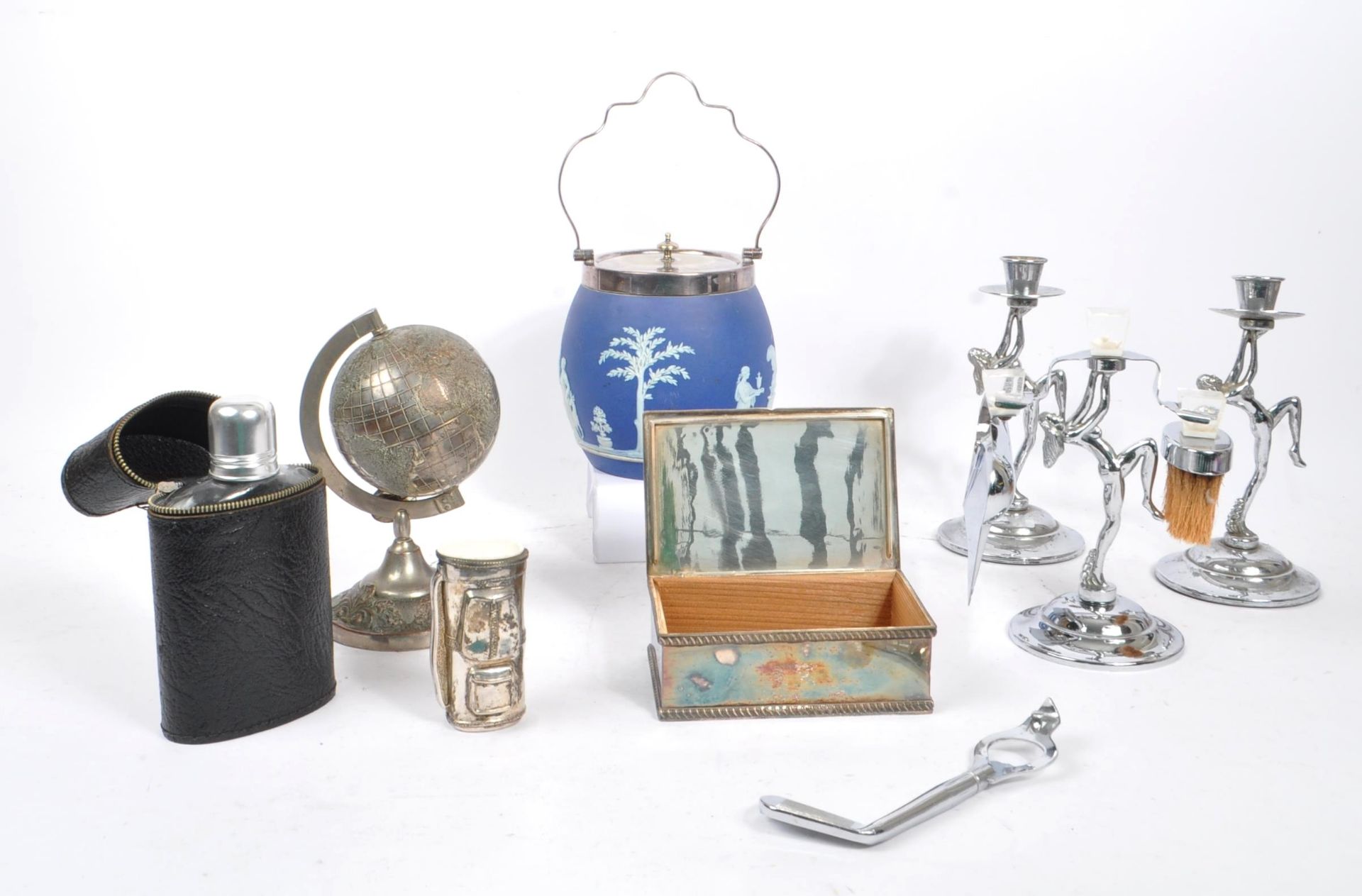 COLLECTION OF SILVER PLATE ITEMS TO INCLUDE WEDGWOOD
