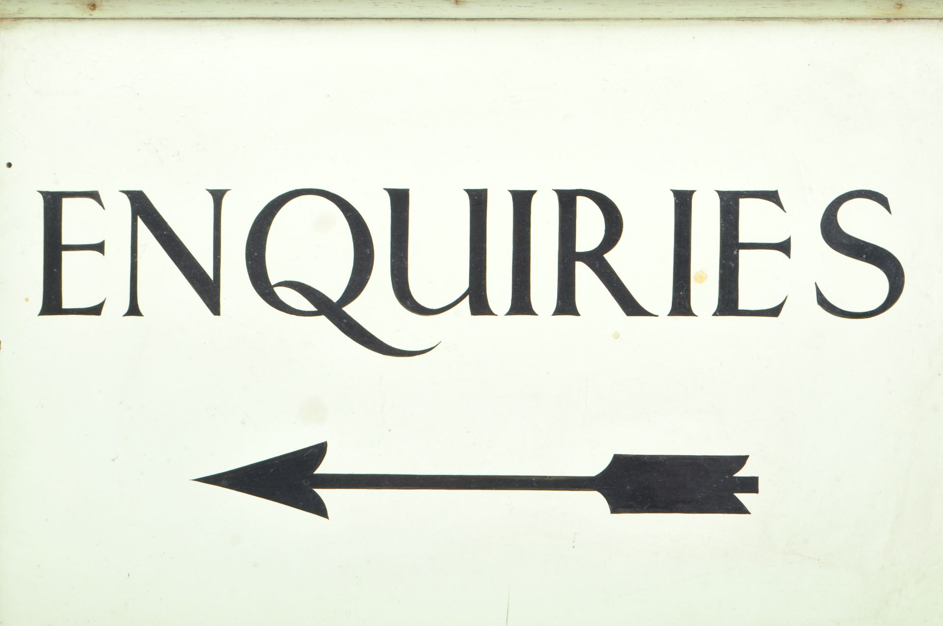 VINTAGE 20TH CENTURY PAINTED ENQUIRIES SIGN - Image 2 of 4