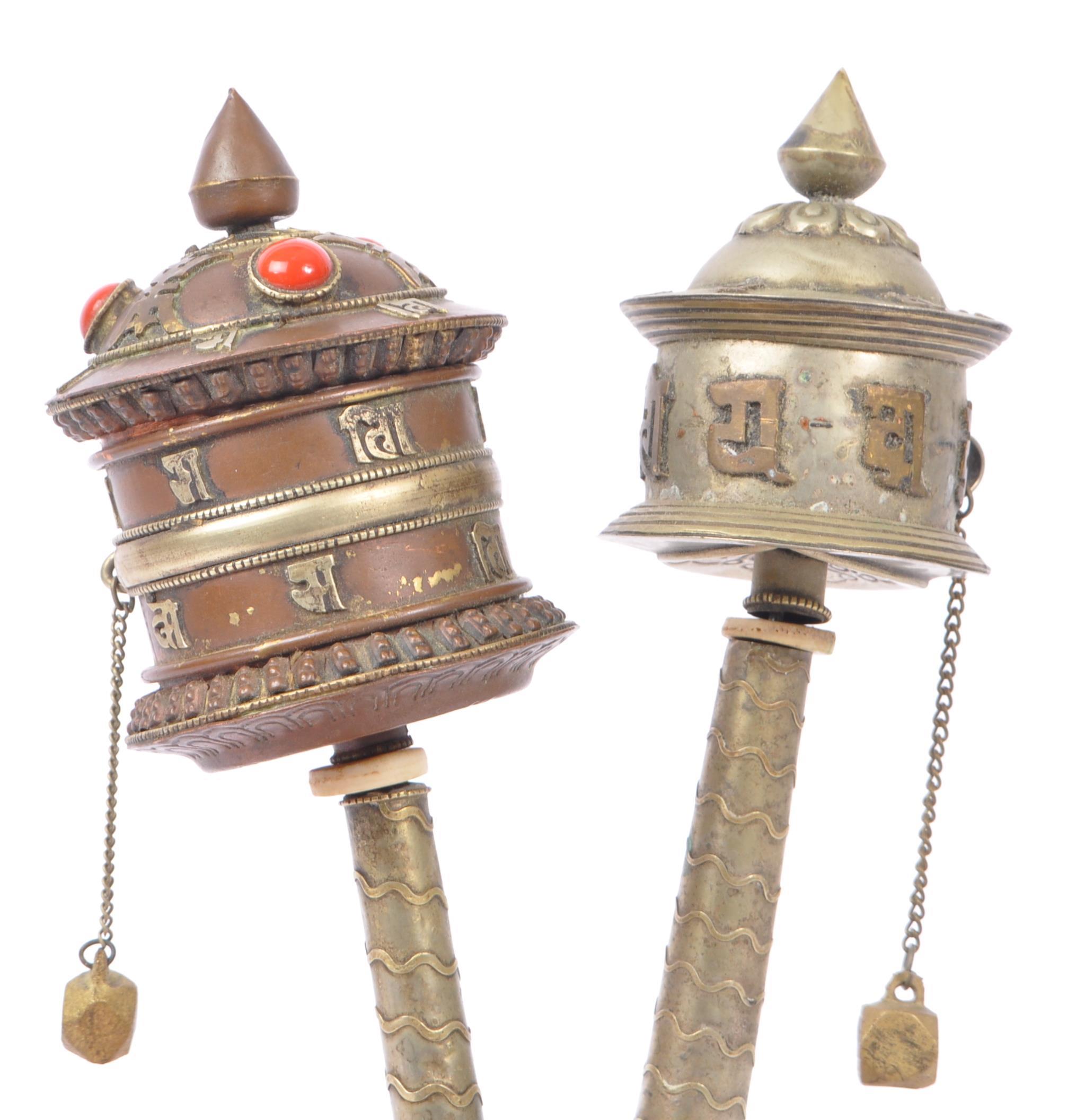 TWO EARLY 20TH CENTURY TIBETAN PRAYER WHEELS - Image 6 of 7