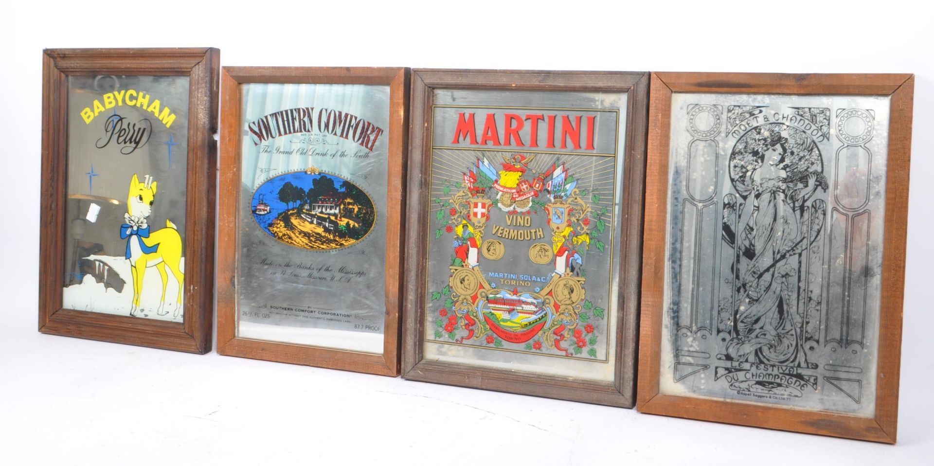 COLLECTION OF VINTAGE ALCOHOL PUB FRAMED MIRRORS