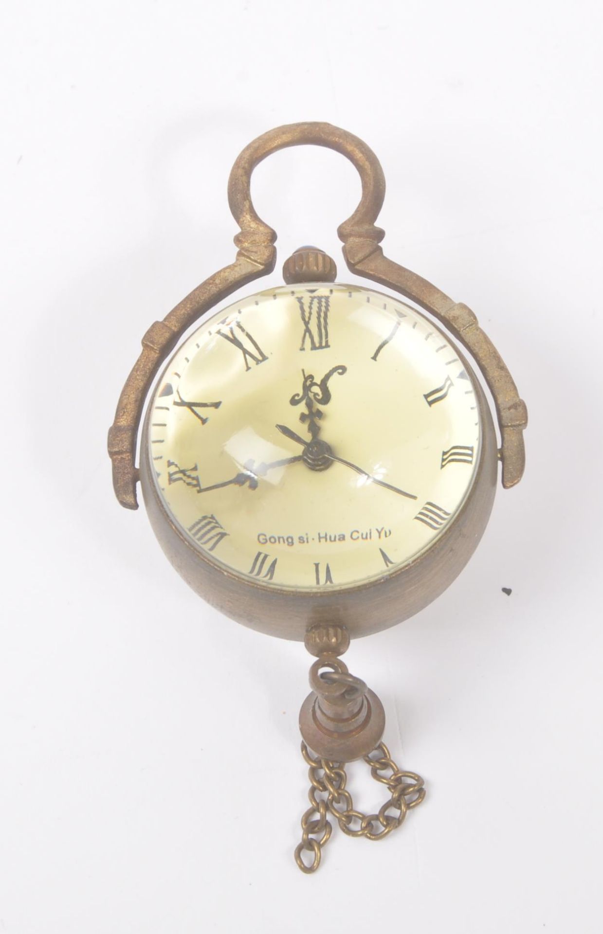 20TH CENTURY SMALL BRASS AND GLASS DESK BALL CLOCK - Bild 5 aus 6