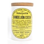 VINTAGE 20TH CENTURY DANDELION COCOA LARGE STORAGE JAR