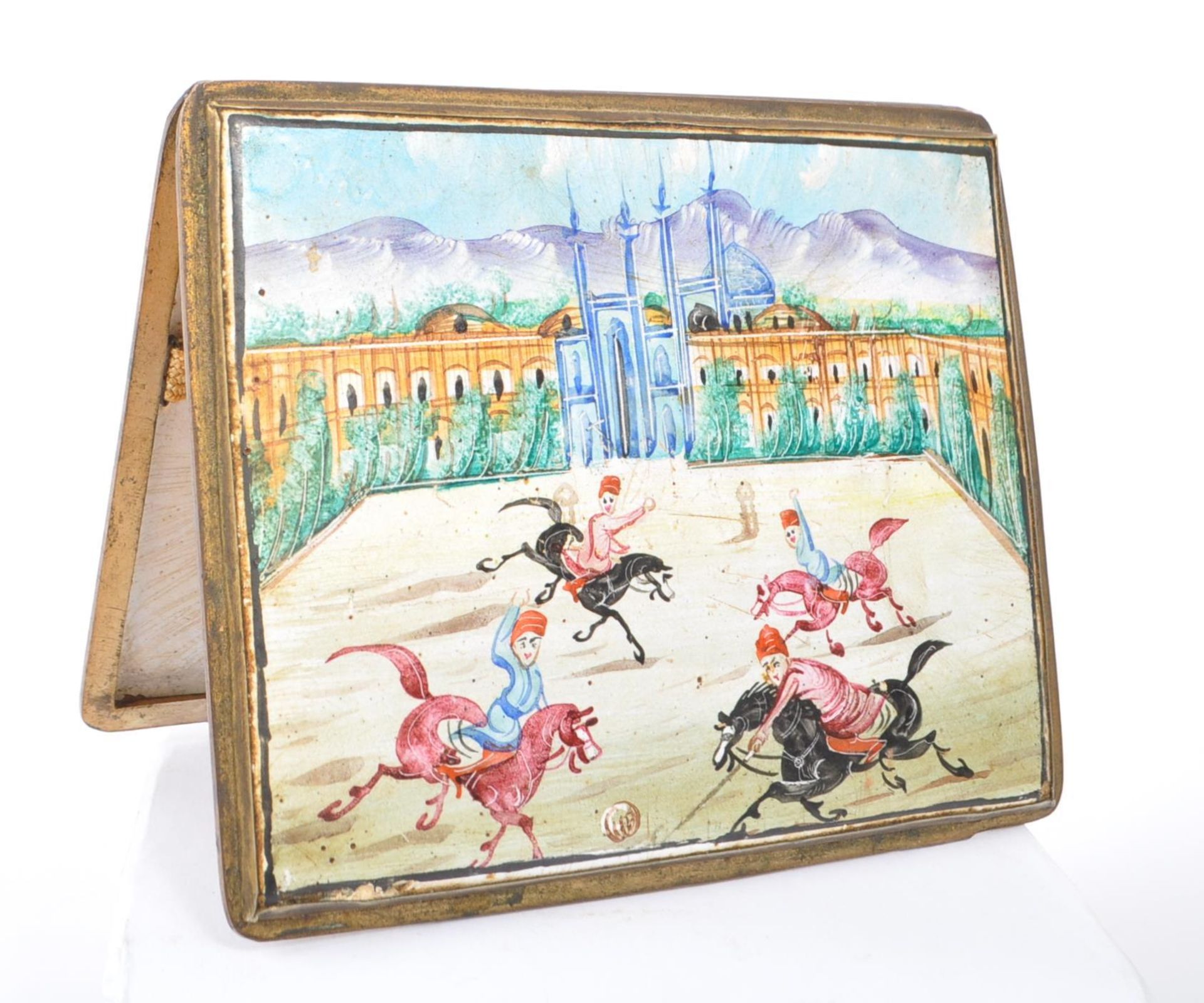 1950S PERSIAN ENAMELLED CIGARETTE CASE