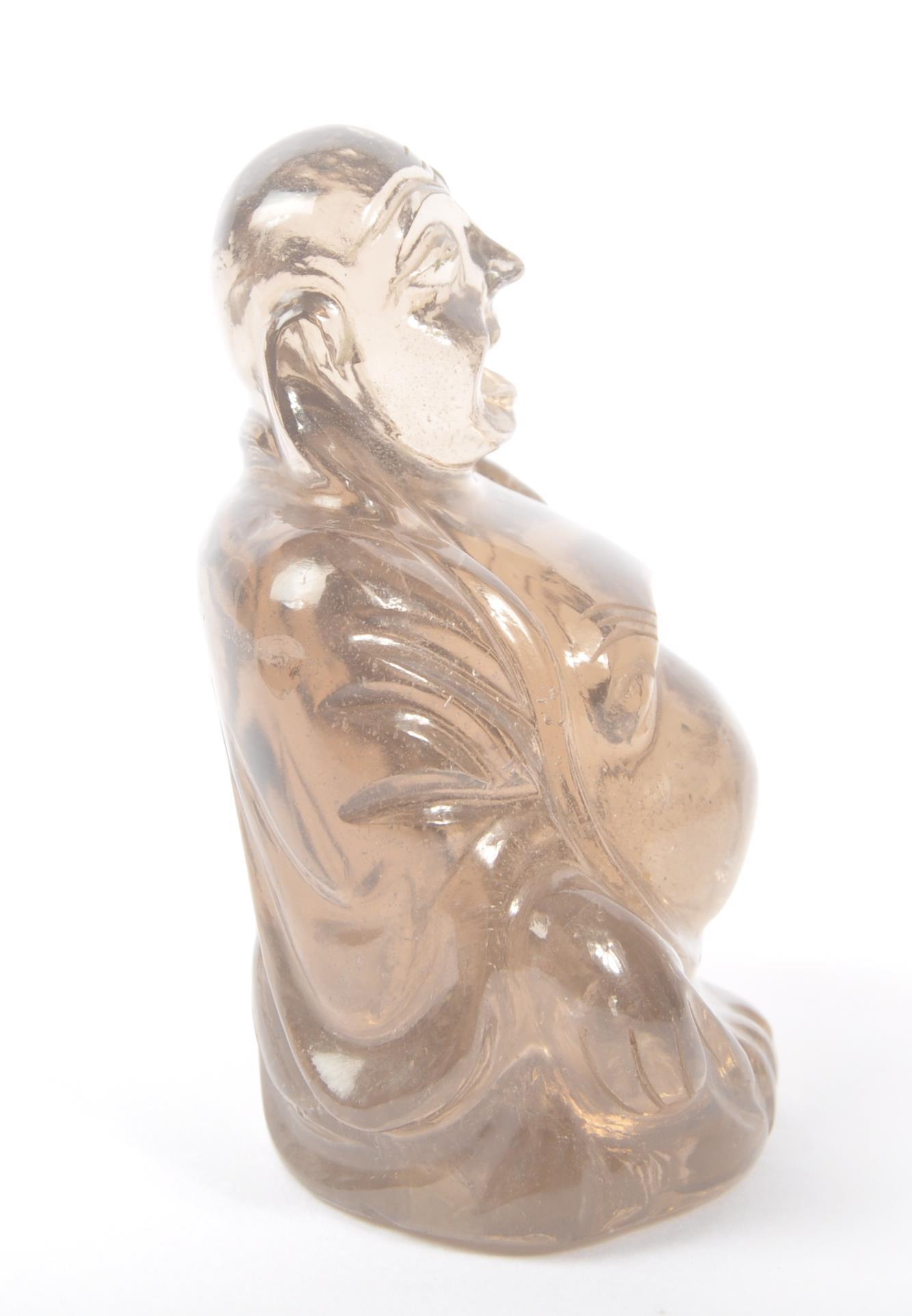 20TH CENTURY SMOKY QUARTZ BUDDHA FIGURE - Image 4 of 4