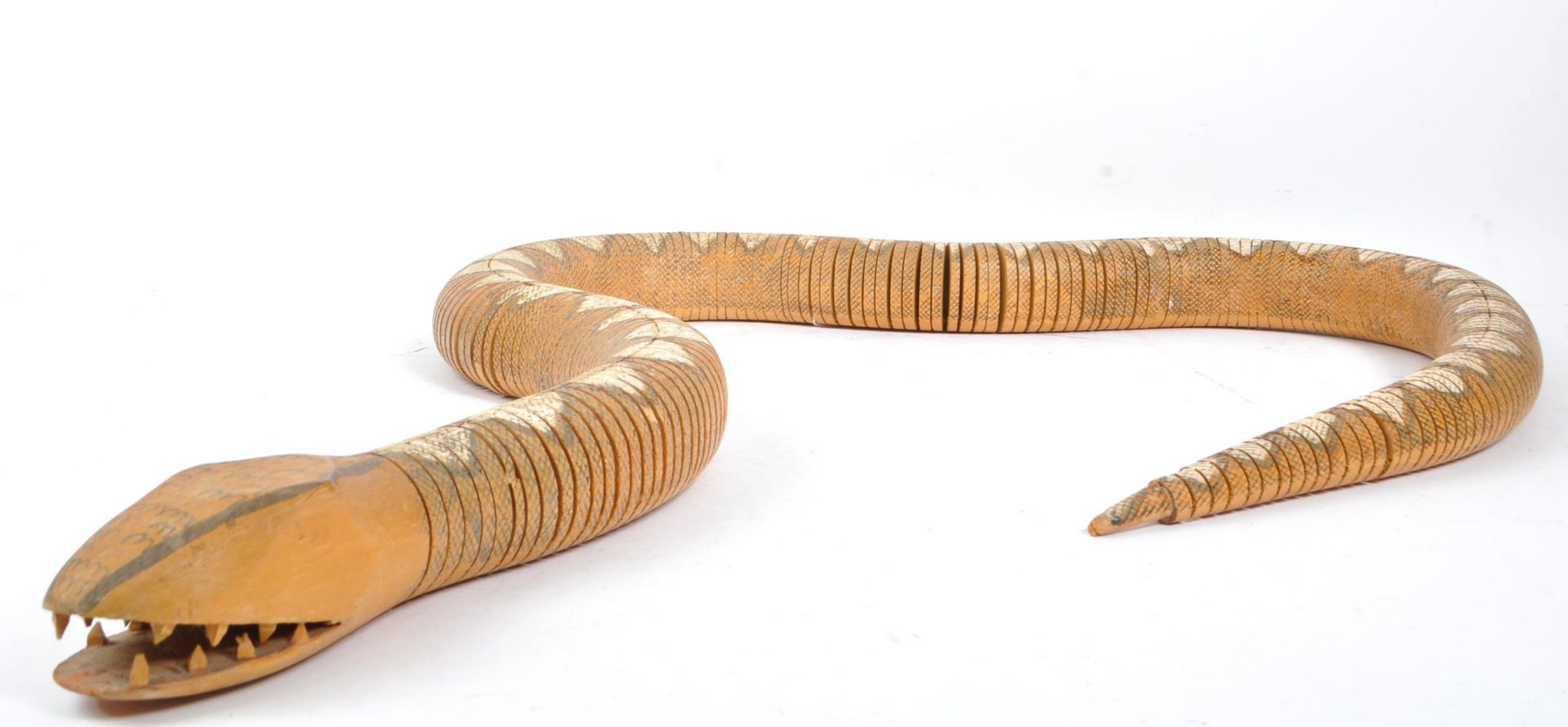 20TH CENTURY HAND PAINTED WOODEN ARTICULATED SNAKE