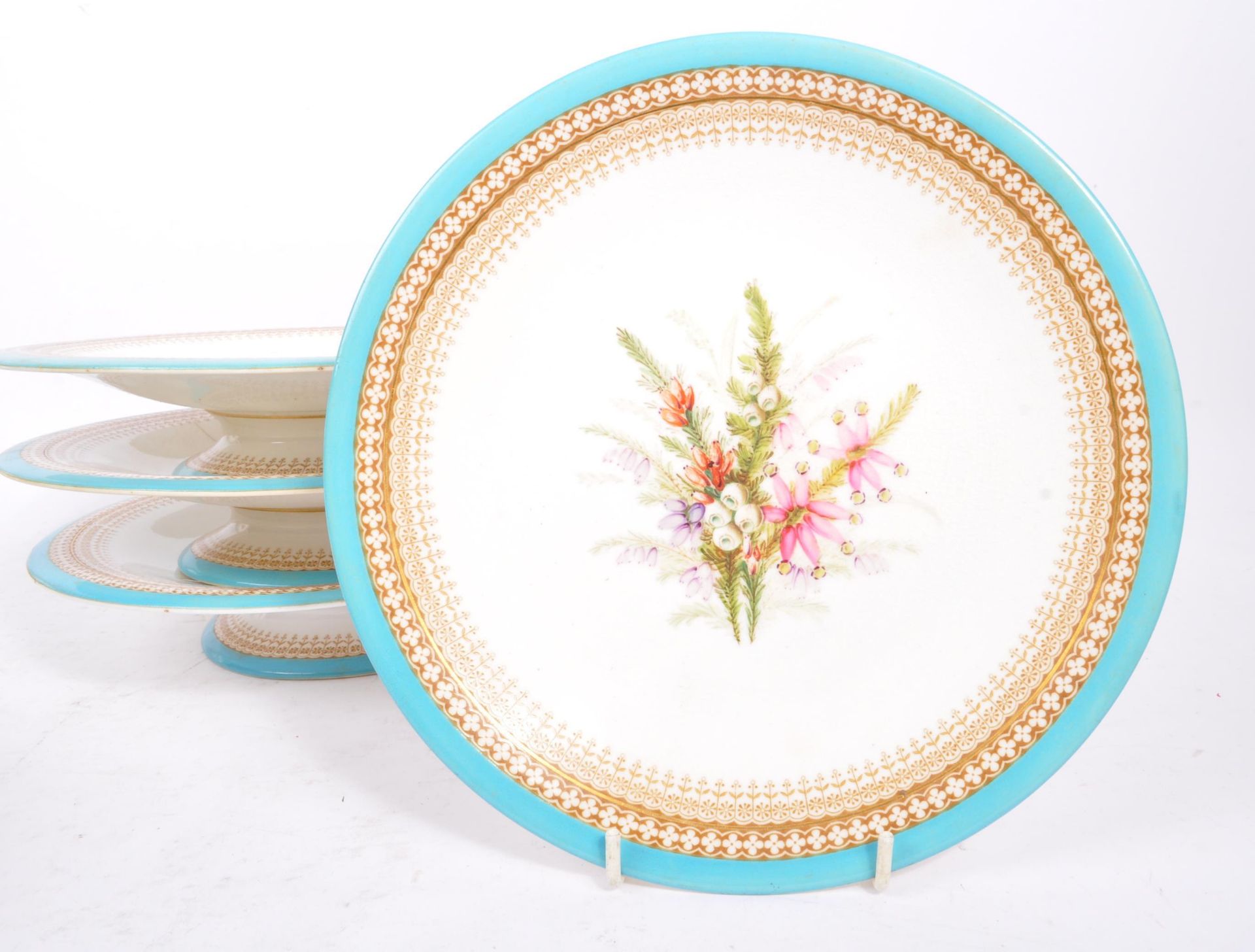 SET OF VICTORIAN ROYAL WORCESTER 'BOTANICAL' PLATES & TAZZAS - Bild 5 aus 7