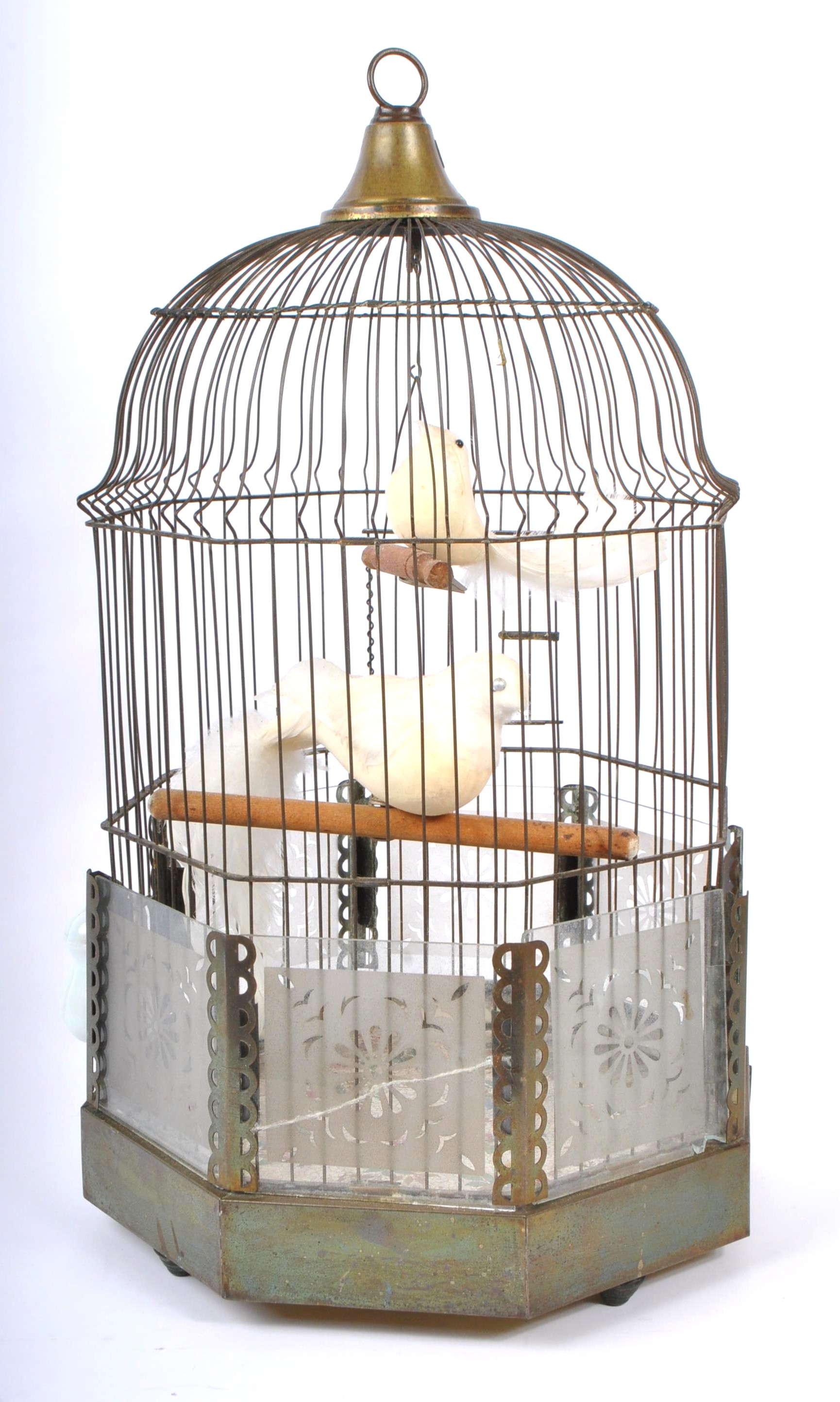 EARLY 20TH CENTURY BRASS BIRD CAGE