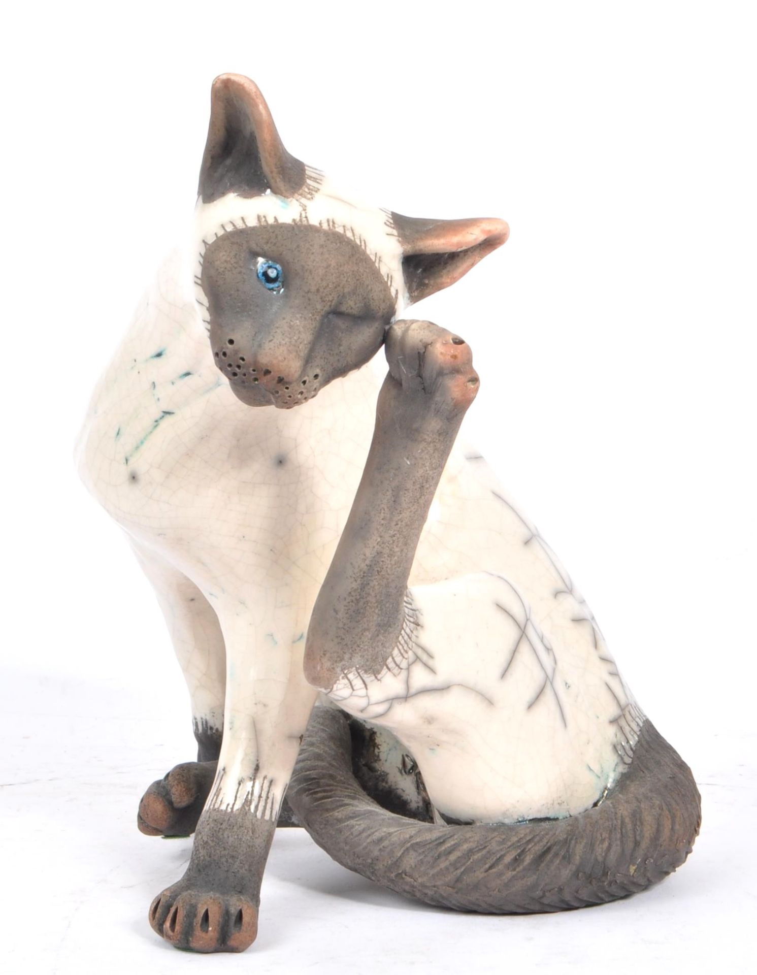 RUDGE CAT - CONTEMPORARY RAKU MODEL OF SIAMESE CAT