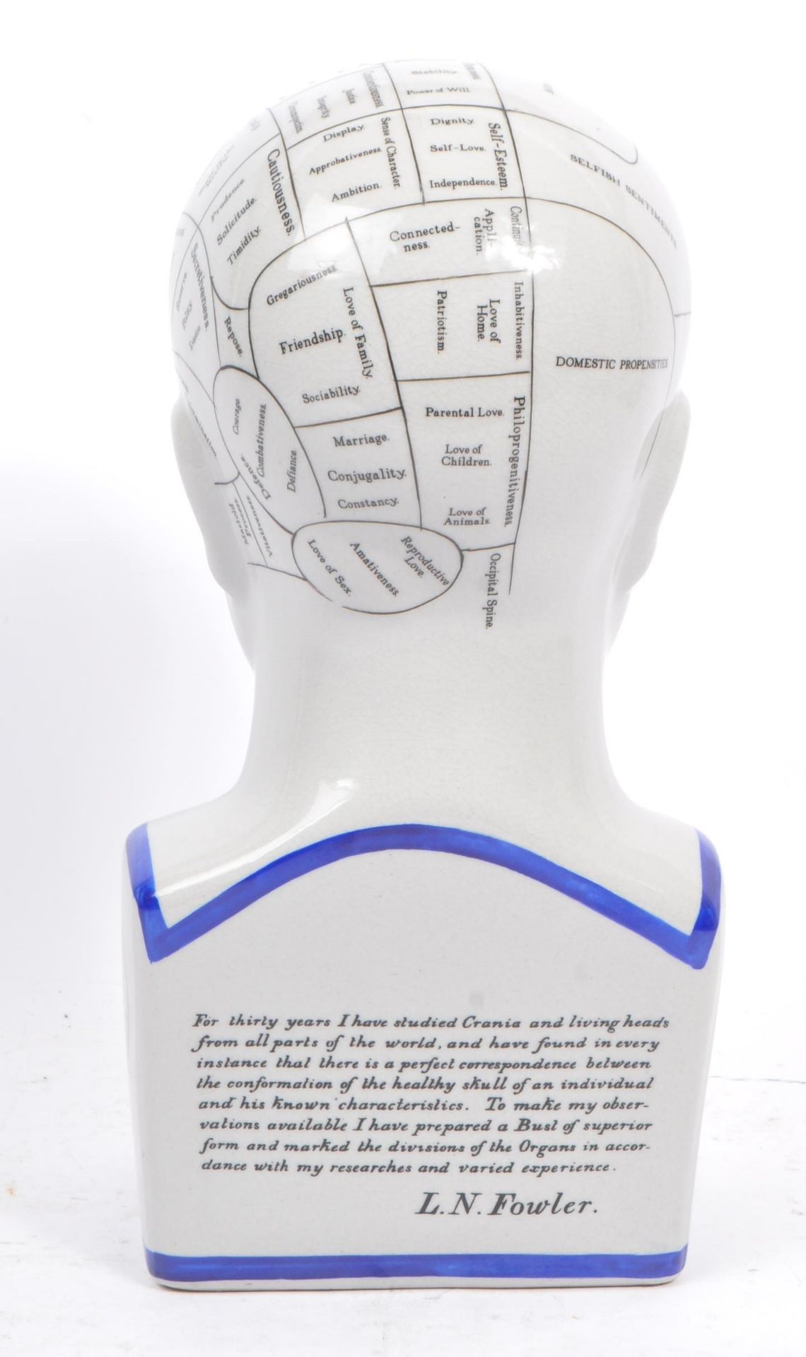 AFTER L. N. FOWLER - CERAMIC PHRENOLOGY BUST - Image 4 of 6