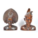 TWO MID CENTURY BALINESE HARDWOOD BUSTS