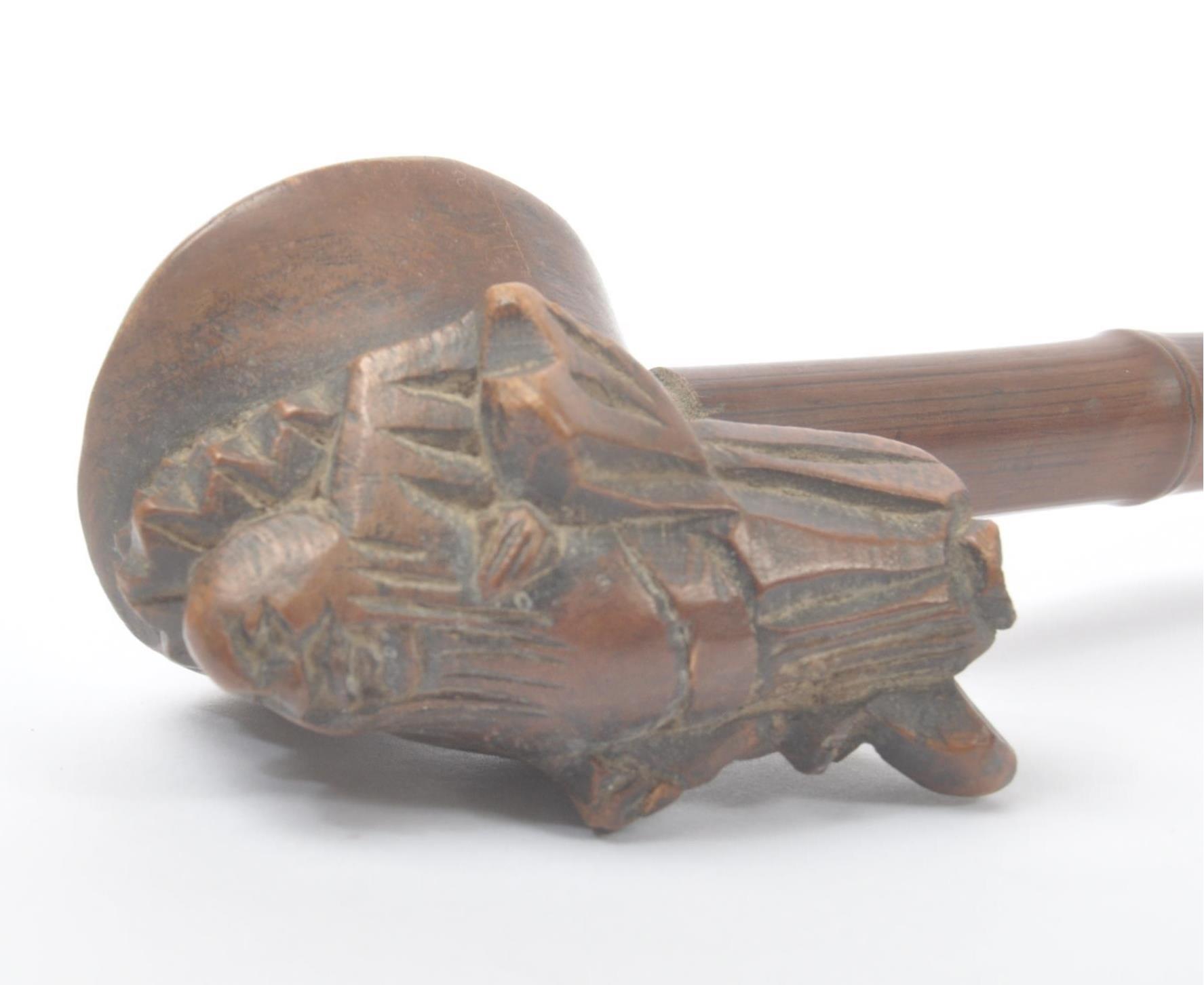 BURMESE BAMBOO OPIUM PIPE WITH CARVED WOOD DECORATION - Image 4 of 7