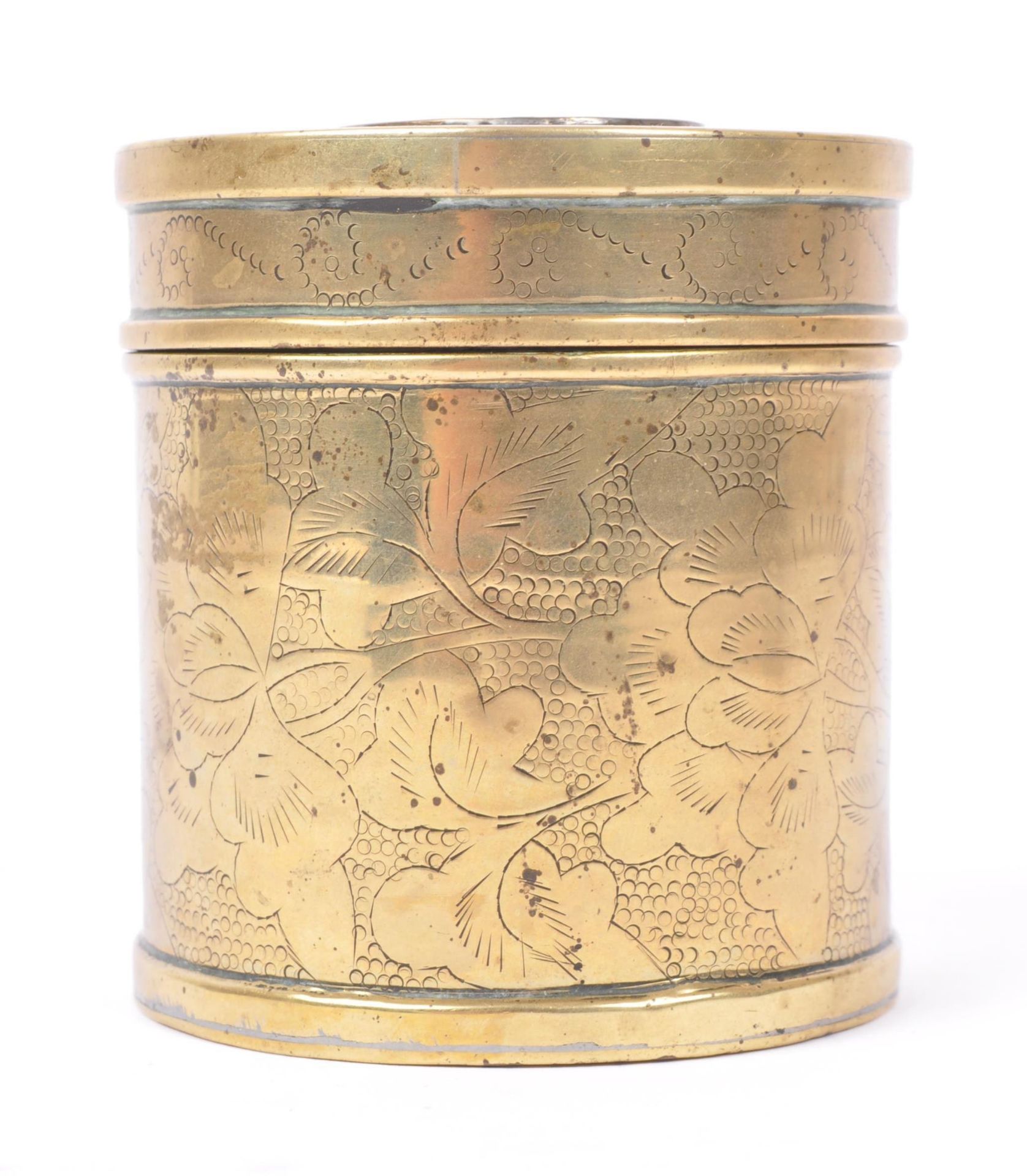 1920S CHINESE BRASS ENAMELLED TEA CADDY AND MATCHBOX - Image 2 of 7