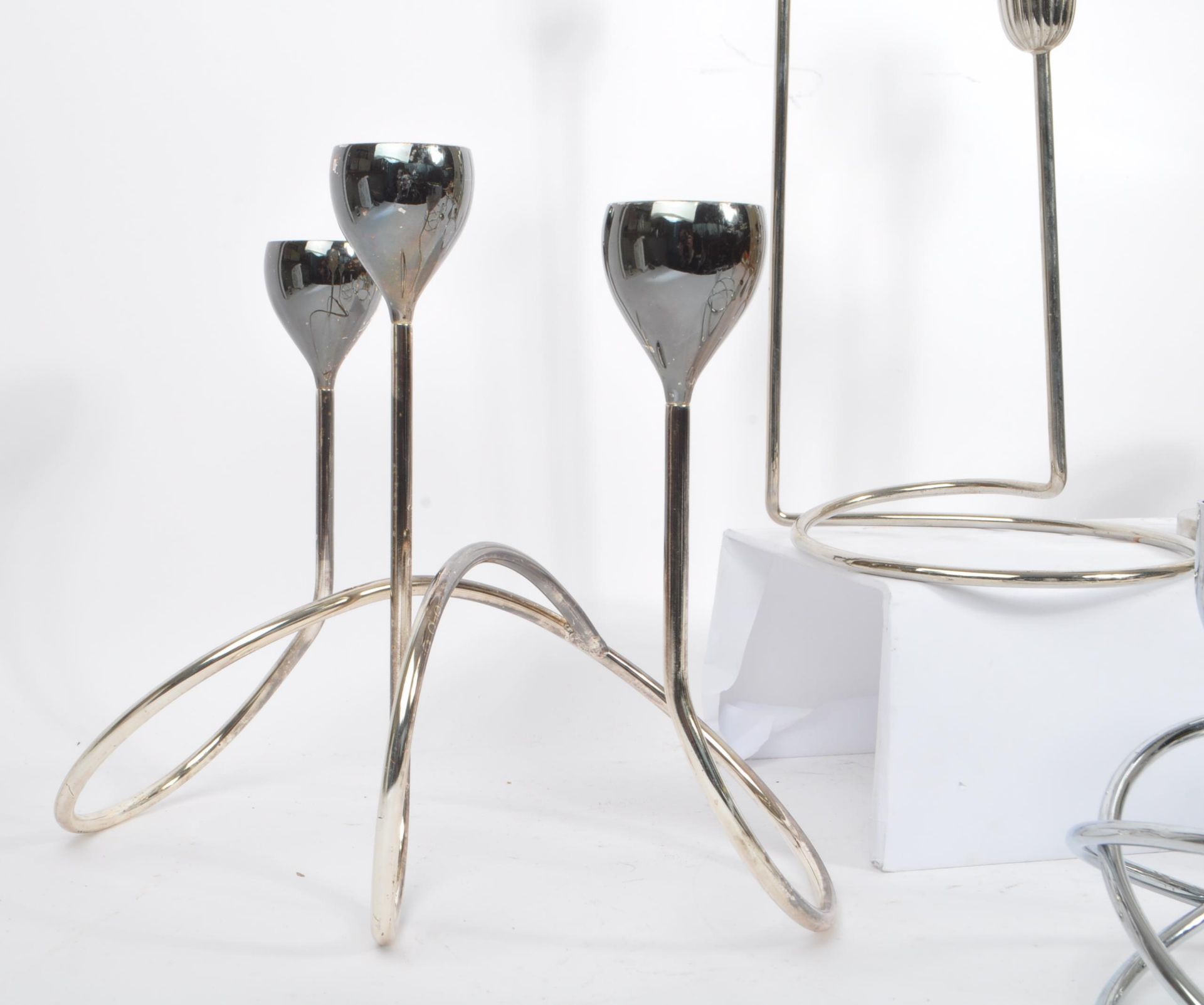 COLLECTION OF EIGHT 1980S STAINLESS STEEL CANDLE HOLDERS - Image 2 of 10