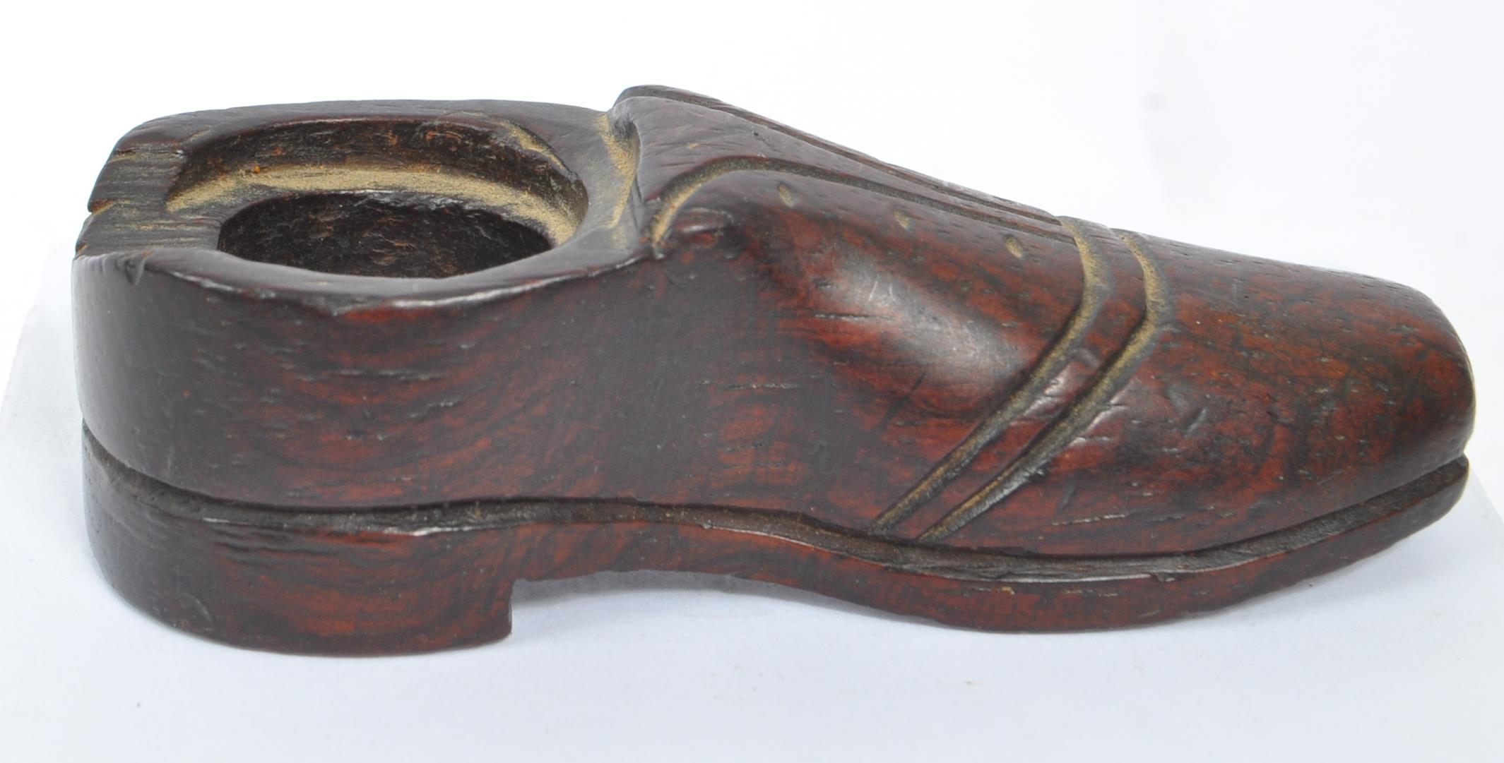 19TH CENTURY APPRENTICE PIECE WOODEN CARVED SHOE - Image 3 of 5