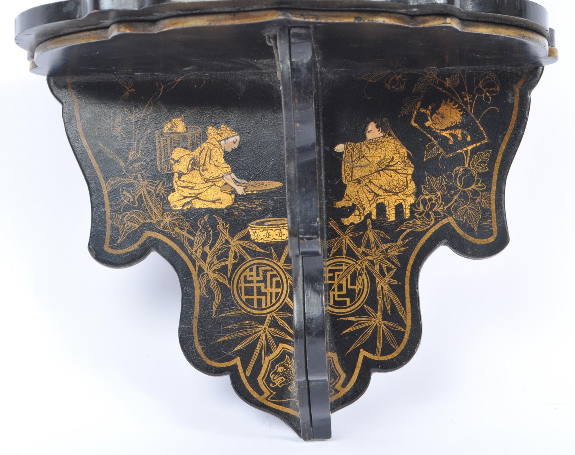 CHINESE LACQUERED WALL SCONCE SHELF - Image 4 of 7